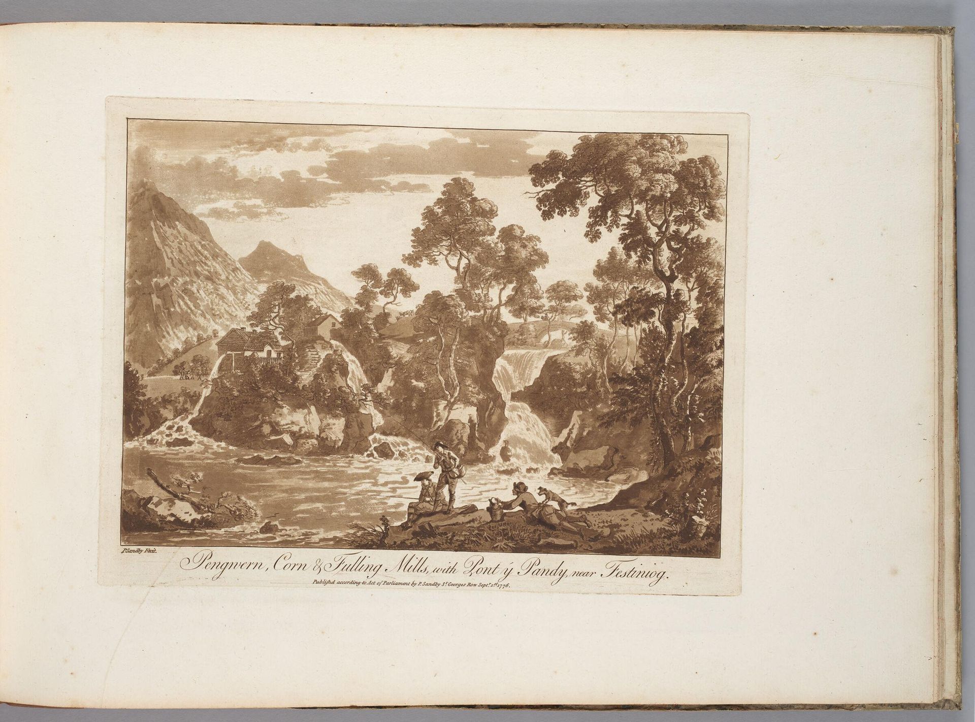 Pengwern, Corn & Fulling Mills, with Pont y Pandy, near Festiniog by Paul Sandby