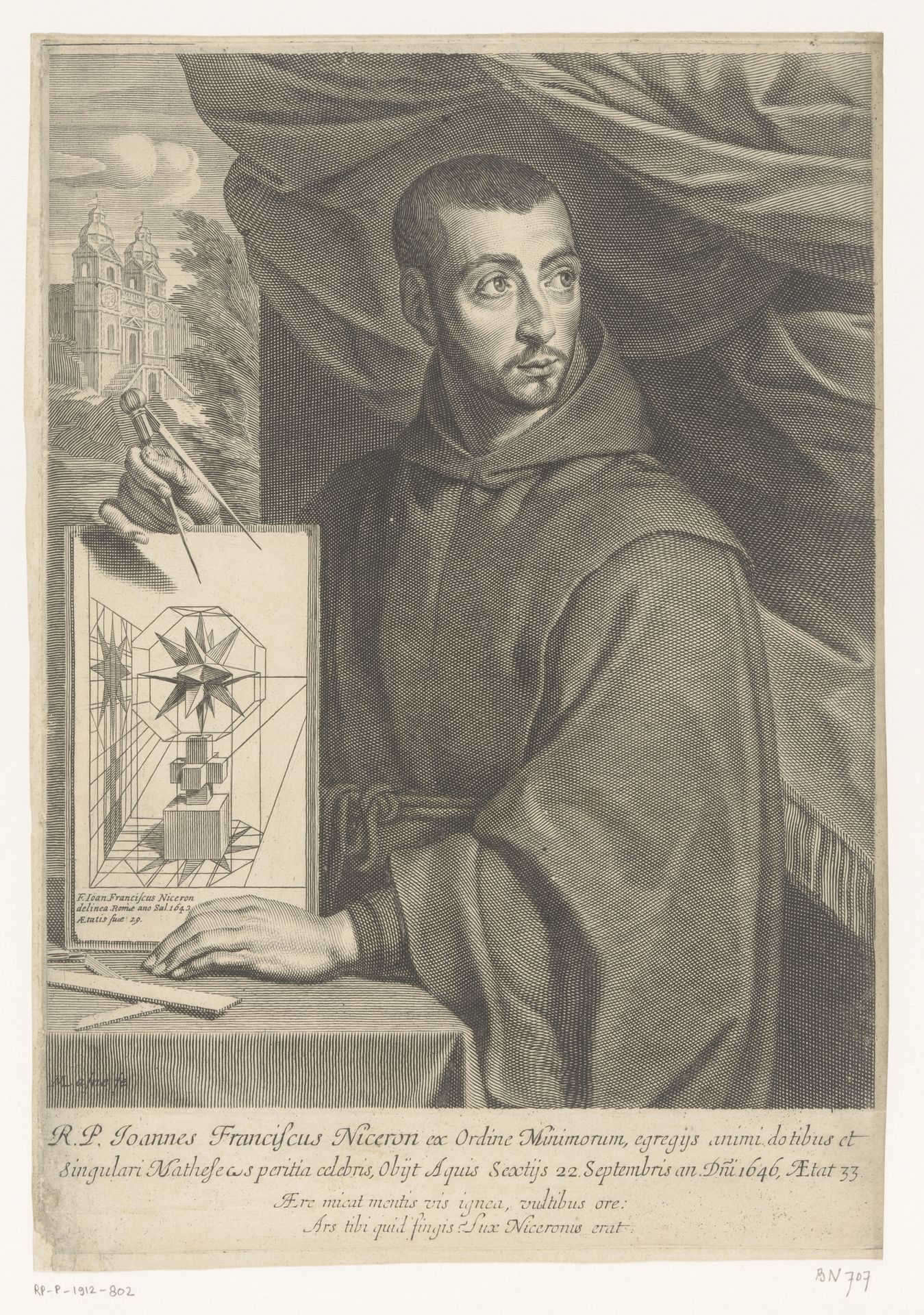 Portret van Jean François Niceron by Michel Lasne