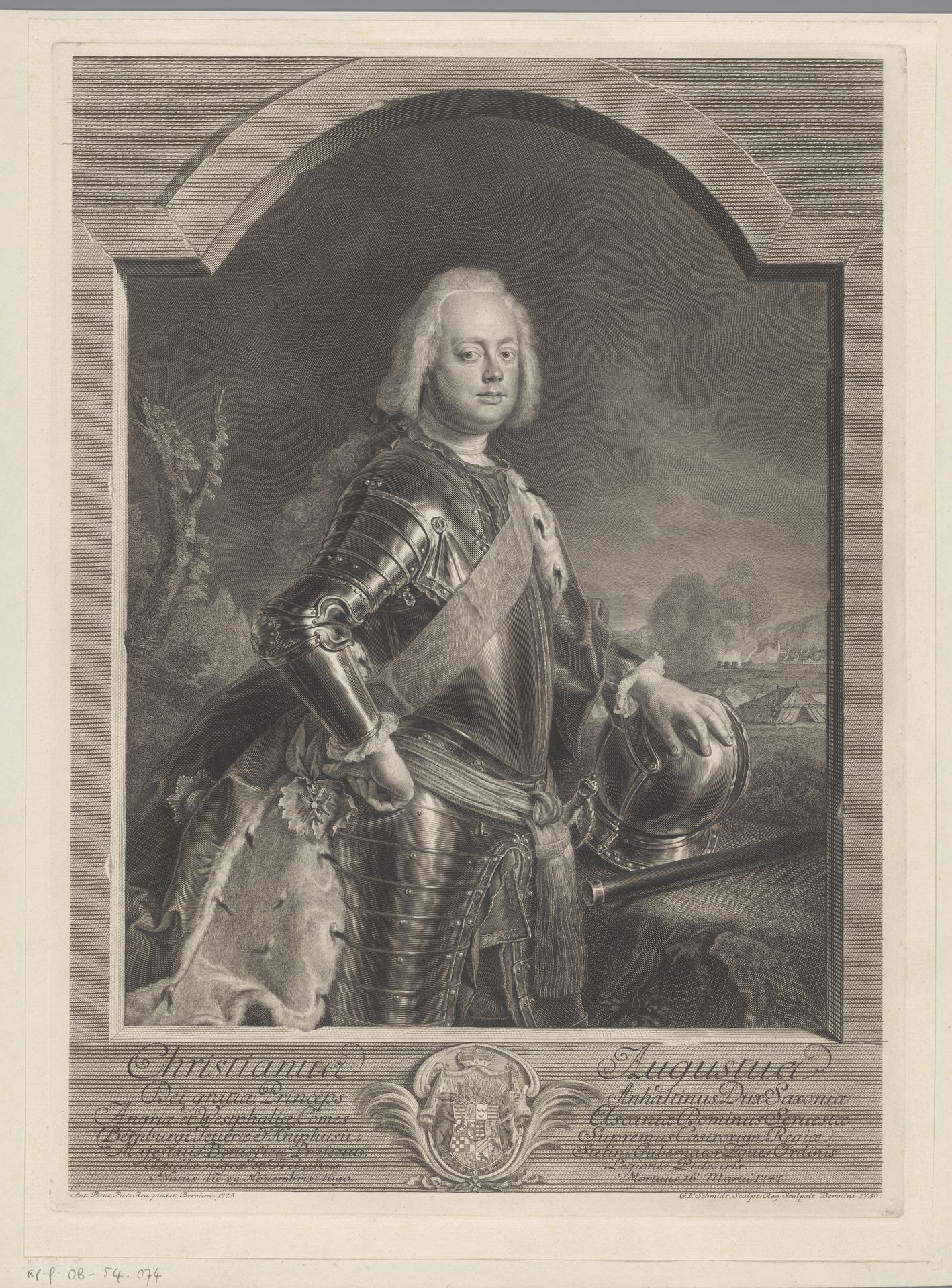 Portret van Christian August, Fürst von Anhalt-Zebst by Georg Friedrich Schmidt