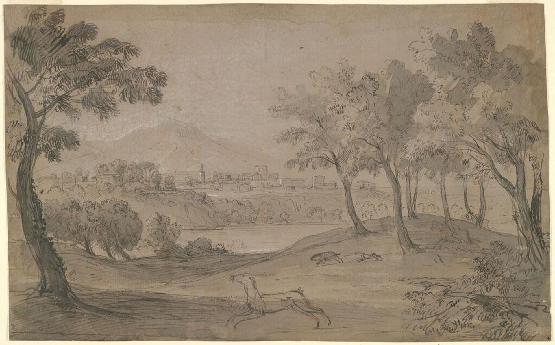 Boar Hunt along the Banks of the Tiber at Fiano by Gaspar van Wittel (called Vanvitelli)