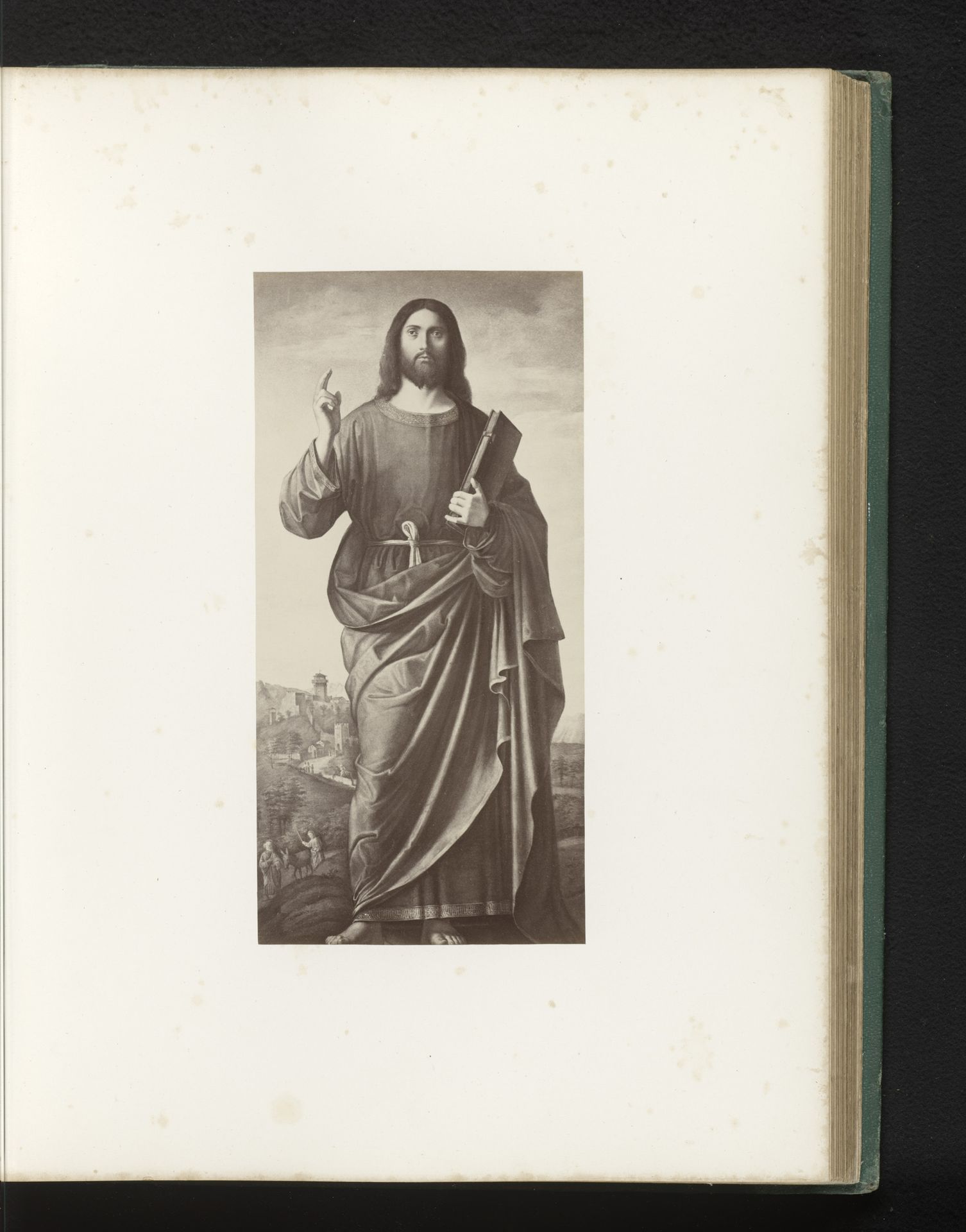 Fotoreproductie van het schilderij De zegenende Christus door Cima da Conegliano by Anonymous