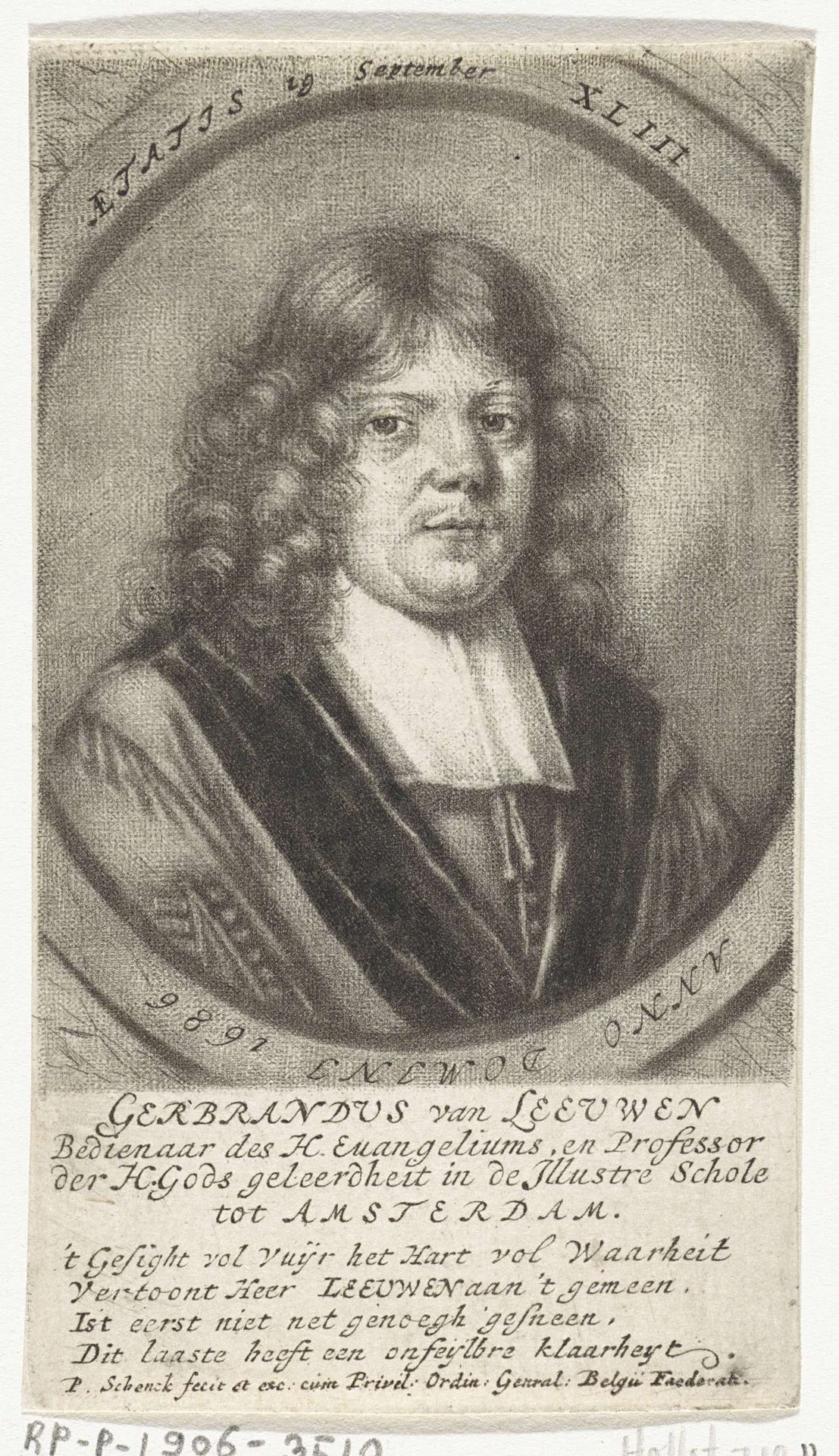Portret van Gerbrand van Leeuwen by Pieter Schenk