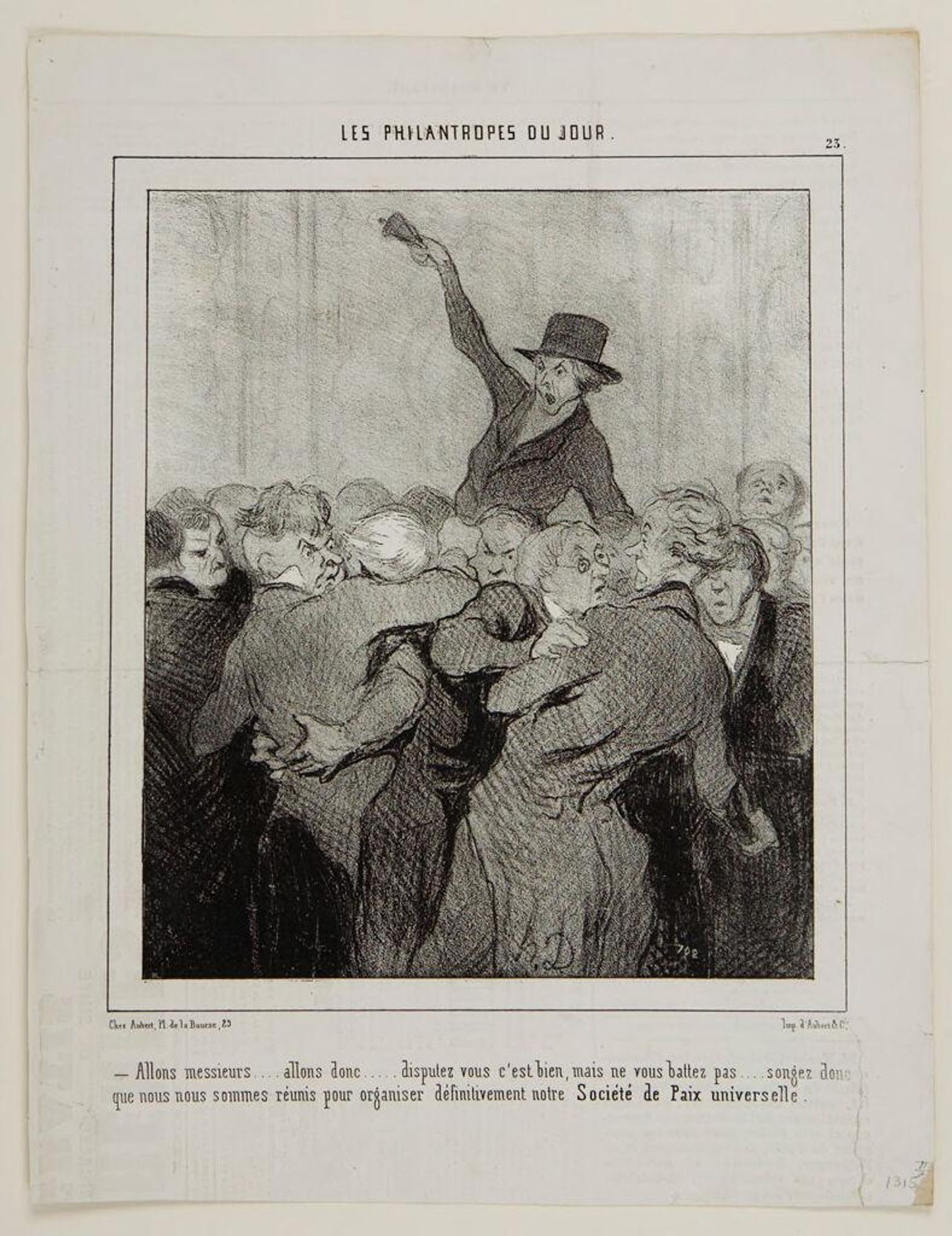 "All right gentlemen...that's enough...it's good to argue, but let's not hit each other..." by Honoré Daumier