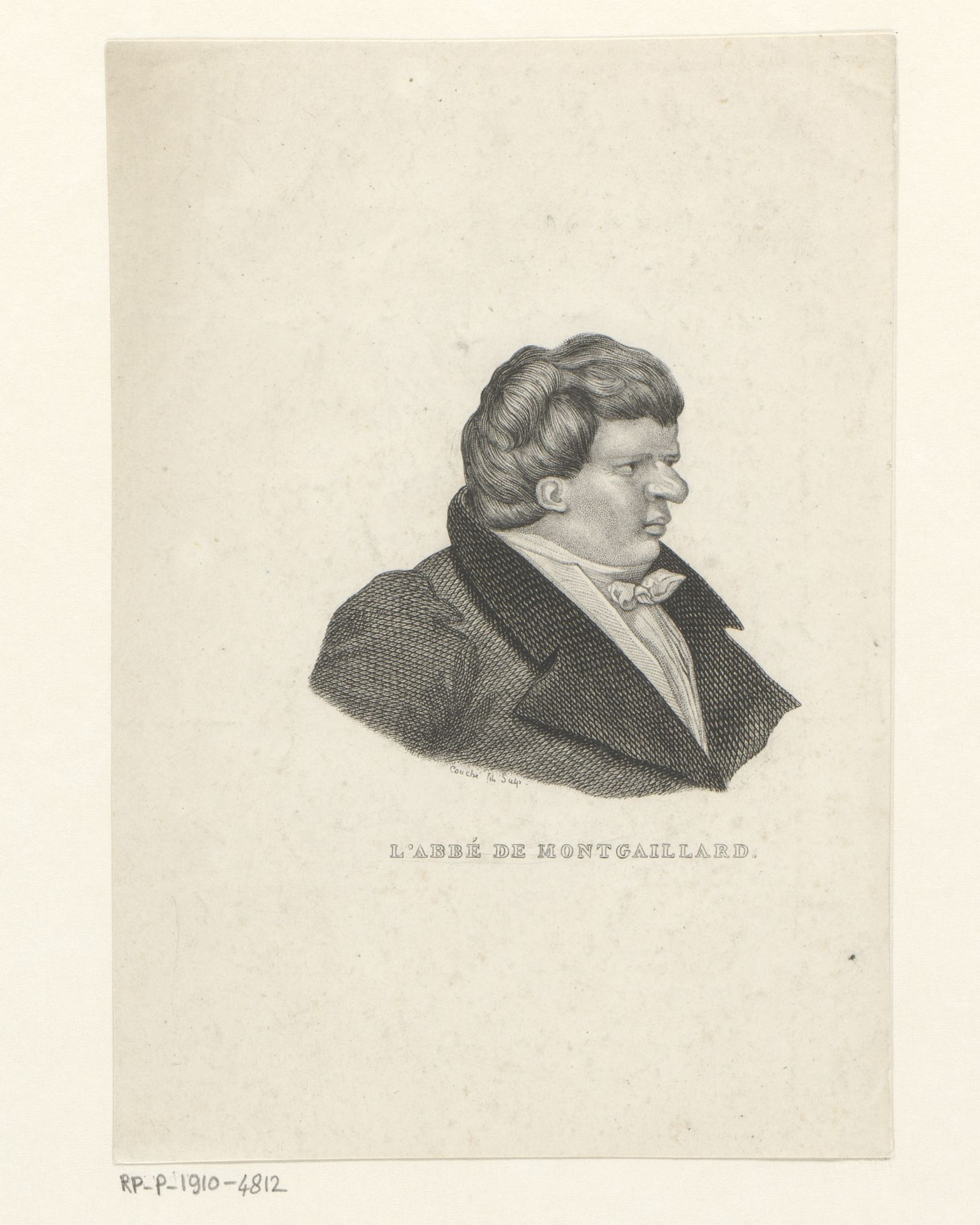 Portret van een onbekende man, getiteld L'abbé de Montgaillard by François Louis Couché