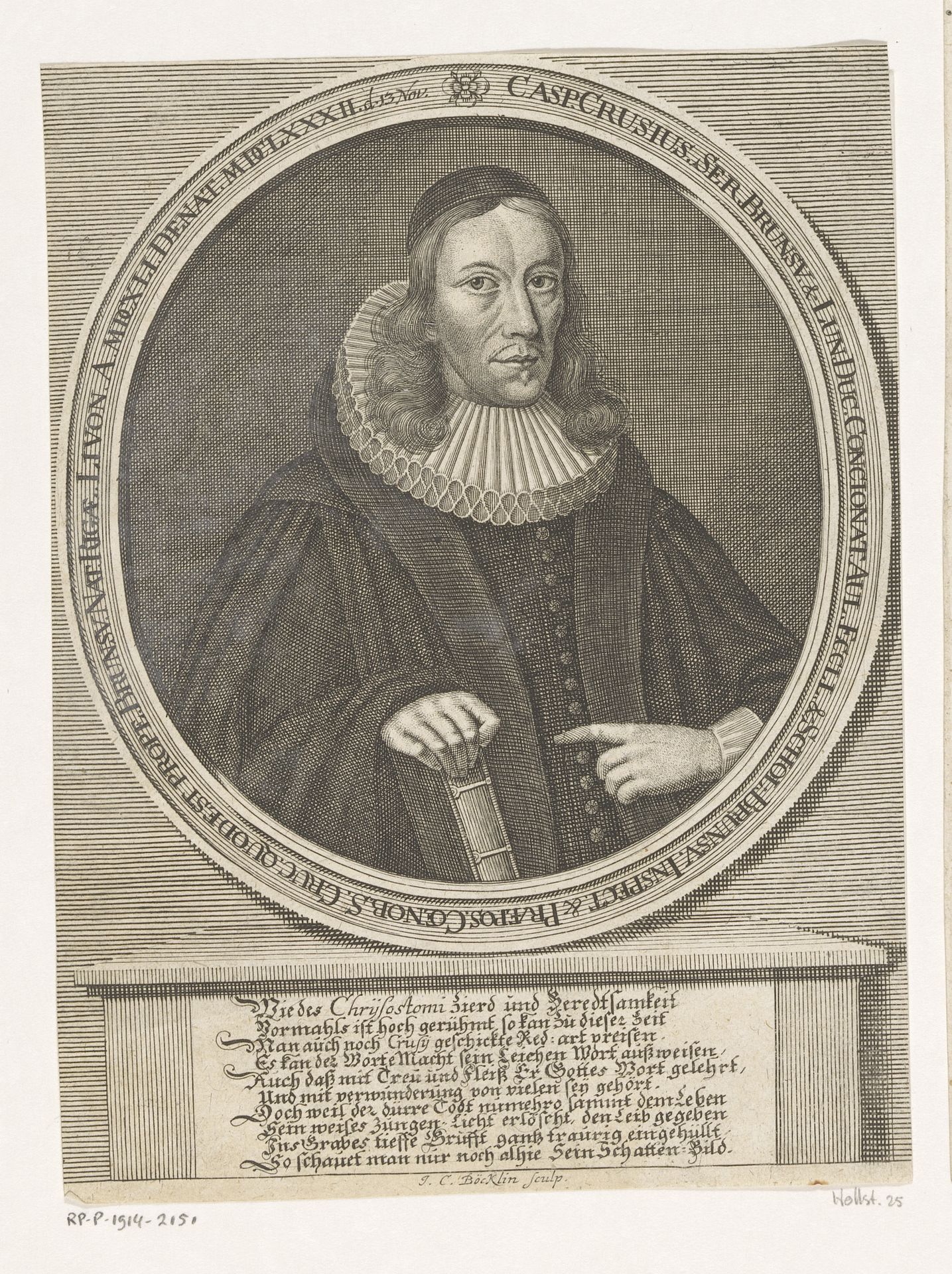 Portret van Caspar Crusius by Johann Christoph Boecklin