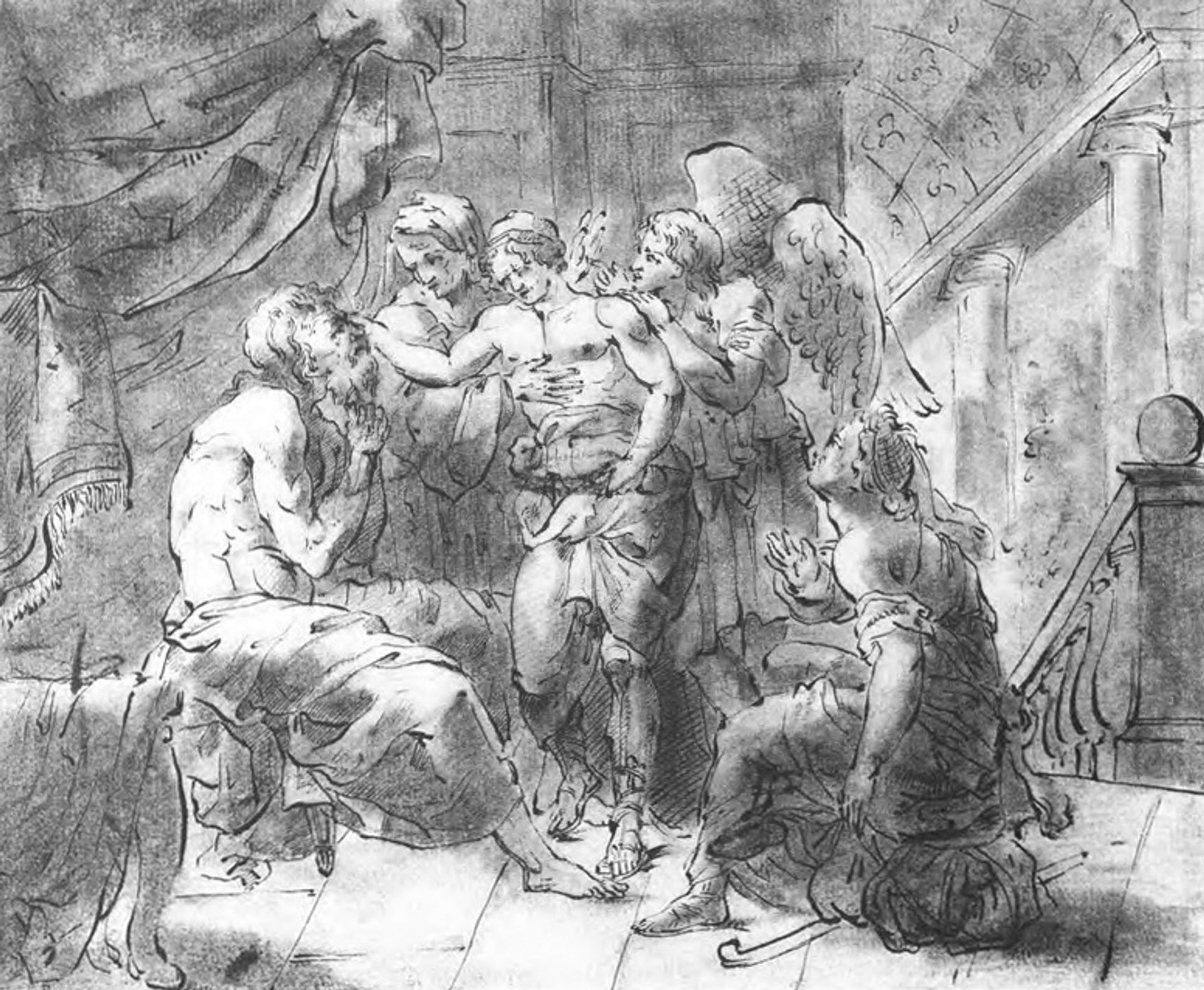 Tobias and his blind father by Orest Kiprensky
