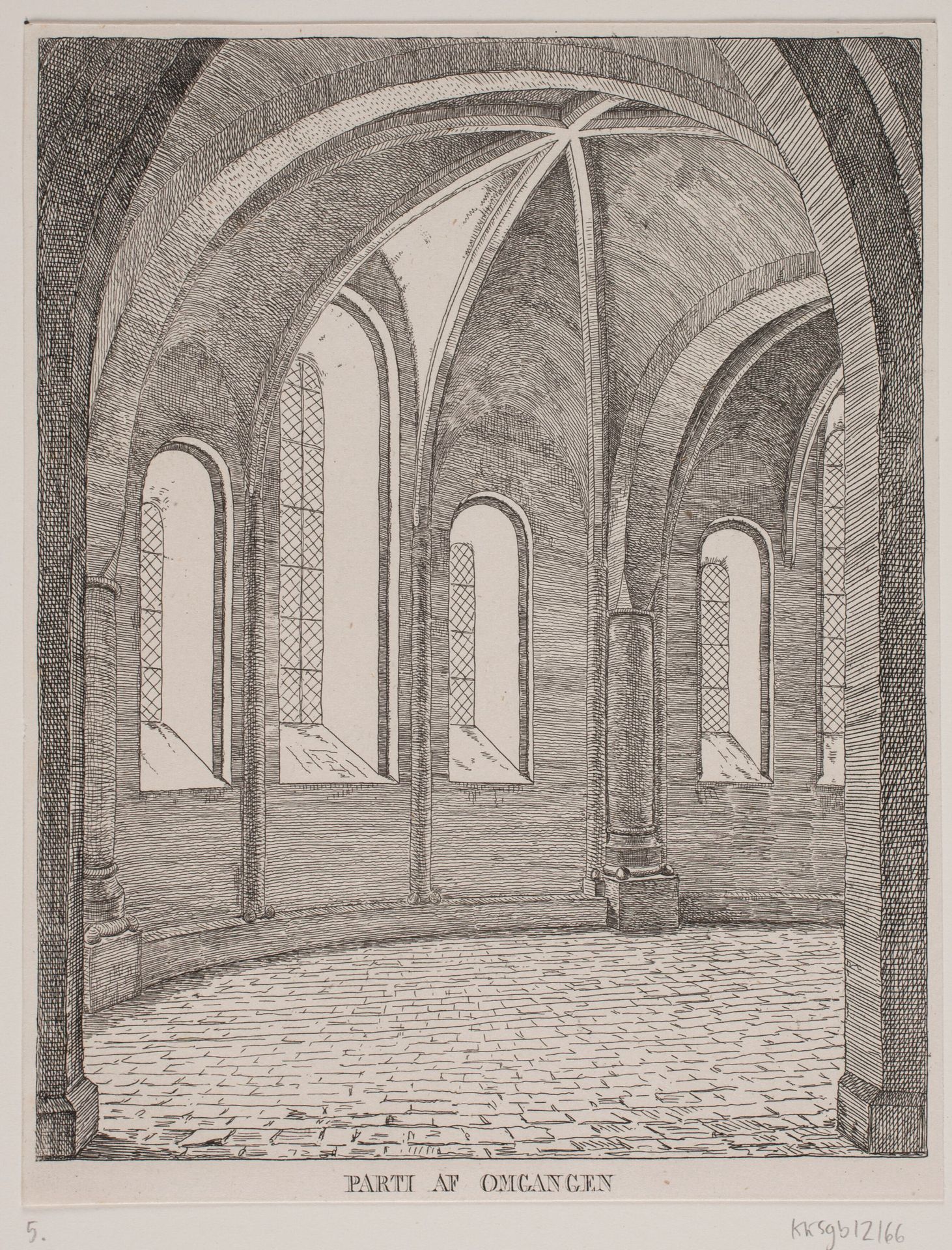 Roskilde Domkirke. Parti af omgangen by Jacob Kornerup