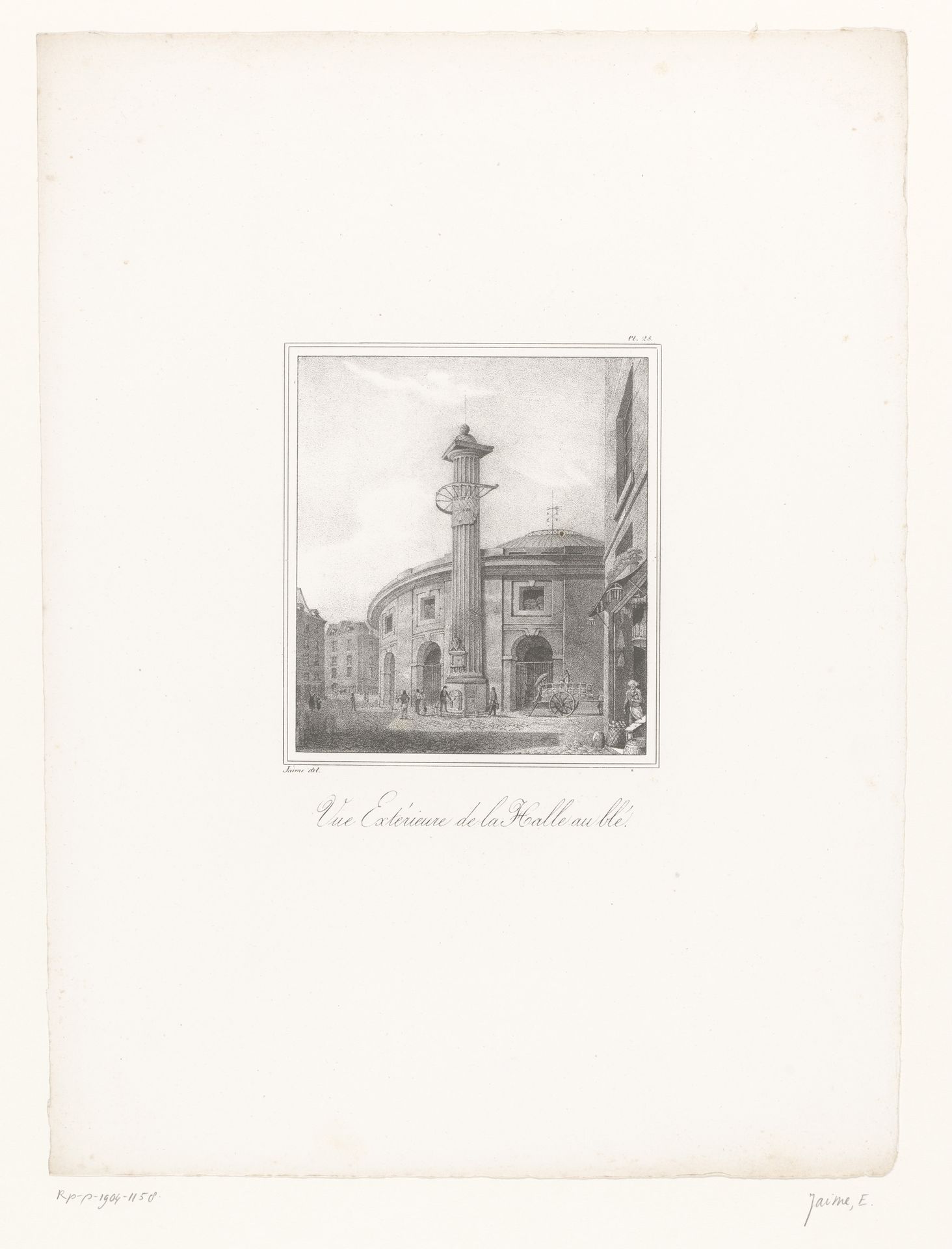 Zicht op de Halle aux blés in Parijs by Ernest Jaime