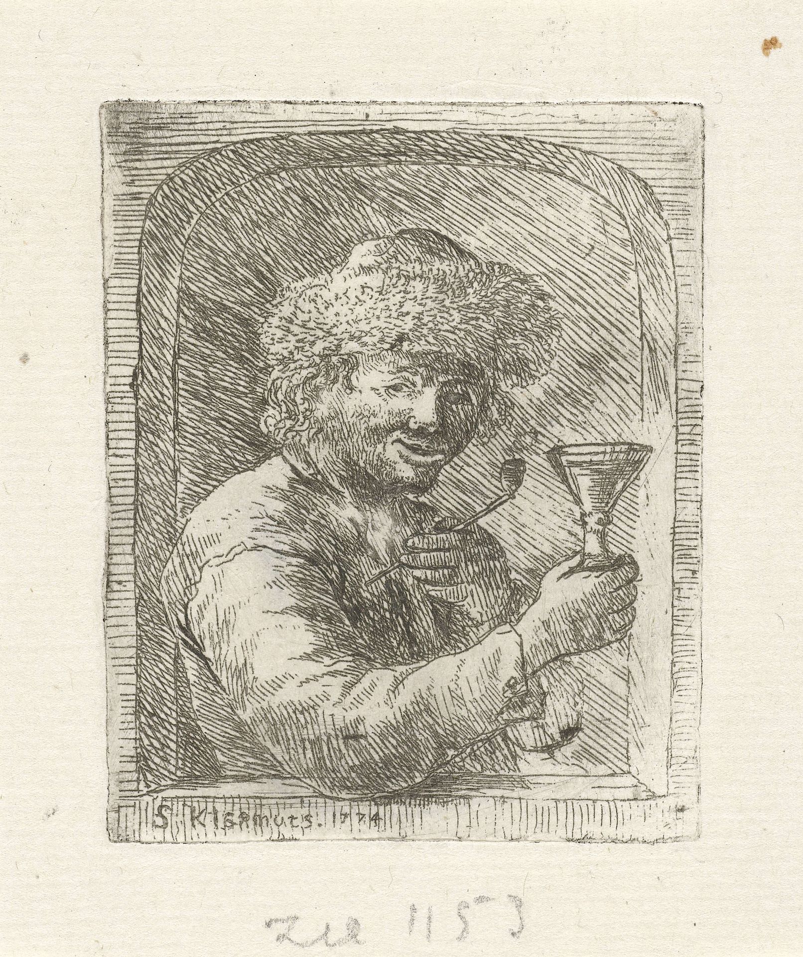 Pijprokende drinker by Simon Klapmuts