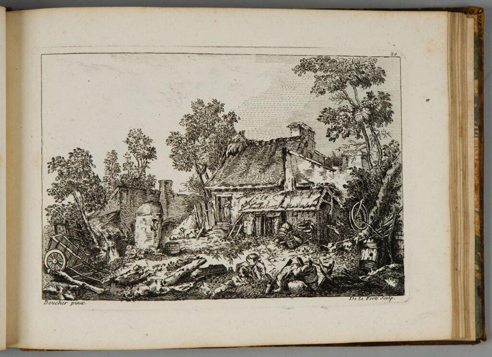 Farm Courtyard with Covered Well by Denis-Pierre-Jean Papillon de la FertÃ©