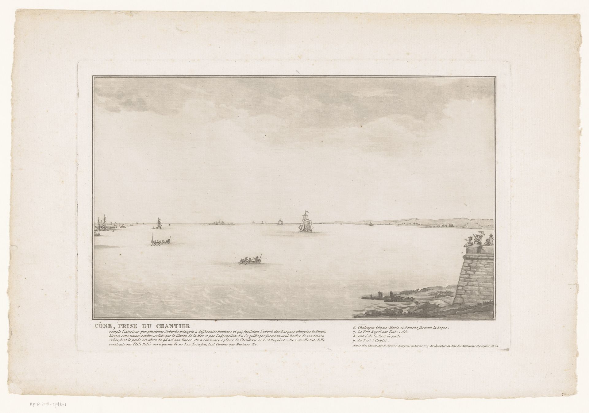 Vertrek van een boot bij de scheepswerf (blad rechts) by A.J. Pelletier