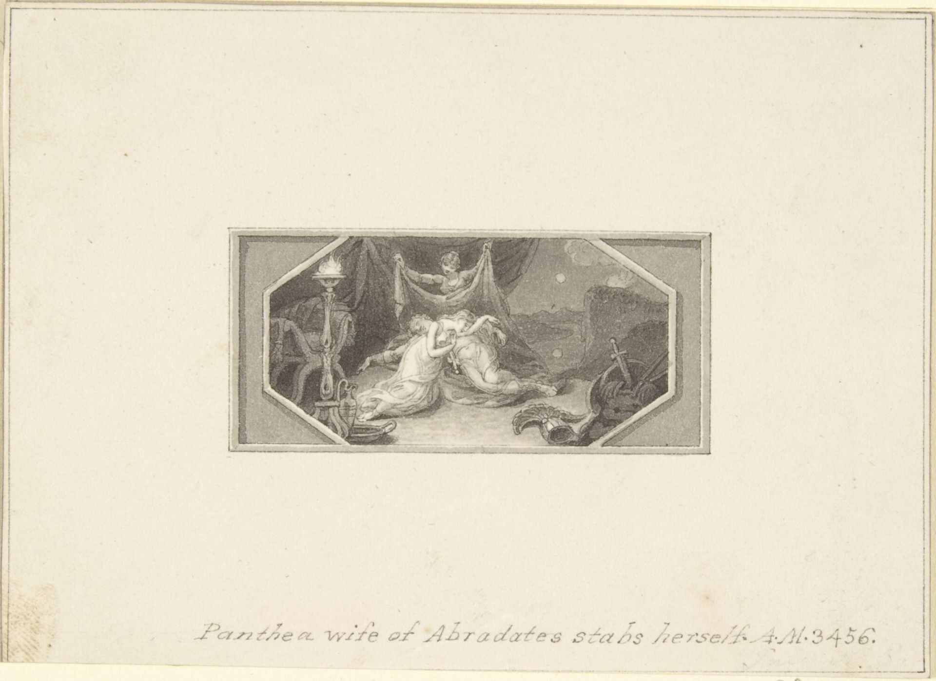 Panthea, Wife of Abradates, Stabs herself by Edward Francis Burney