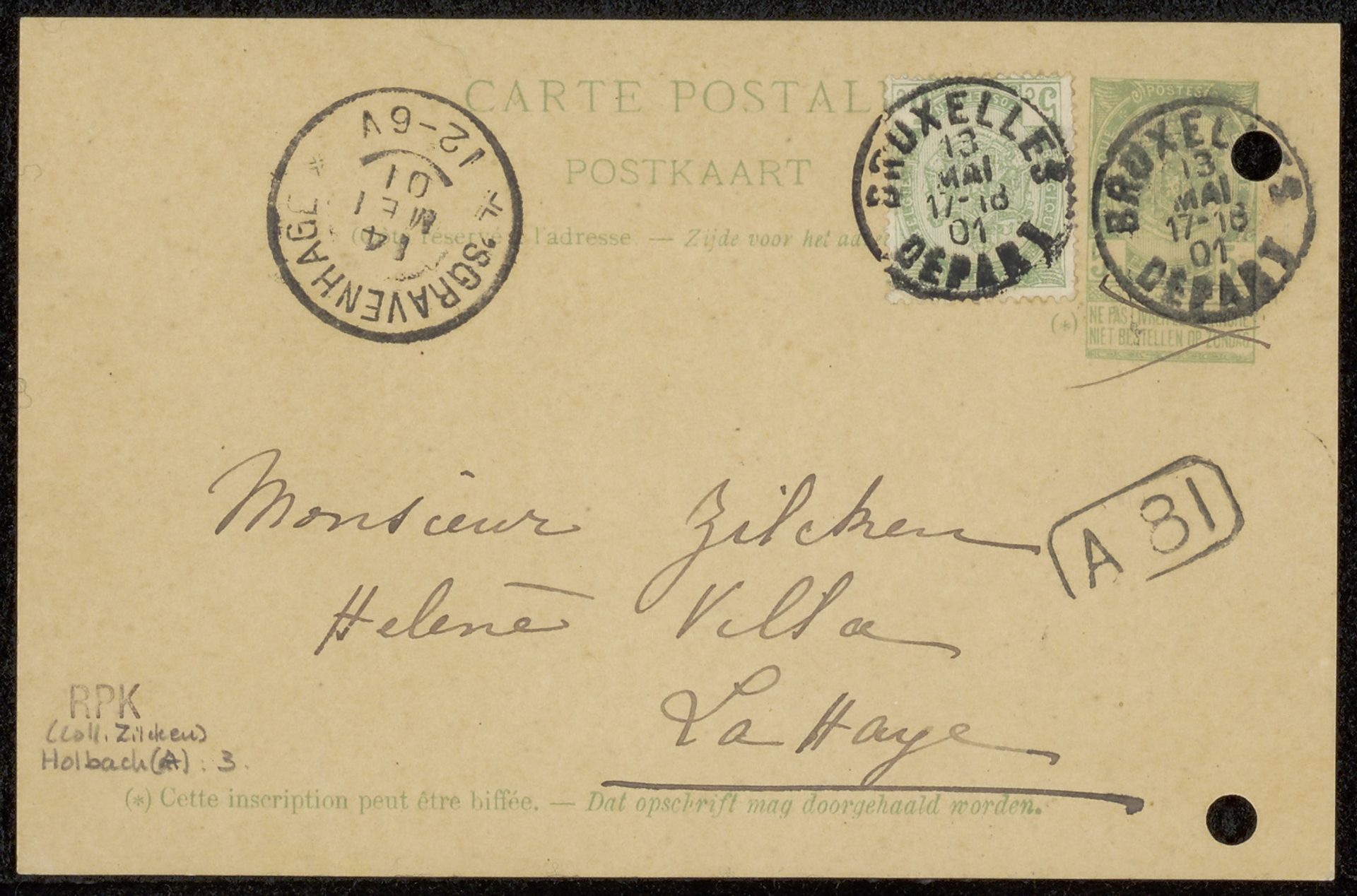 Briefkaart aan Philip Zilcken by Alice Holbach