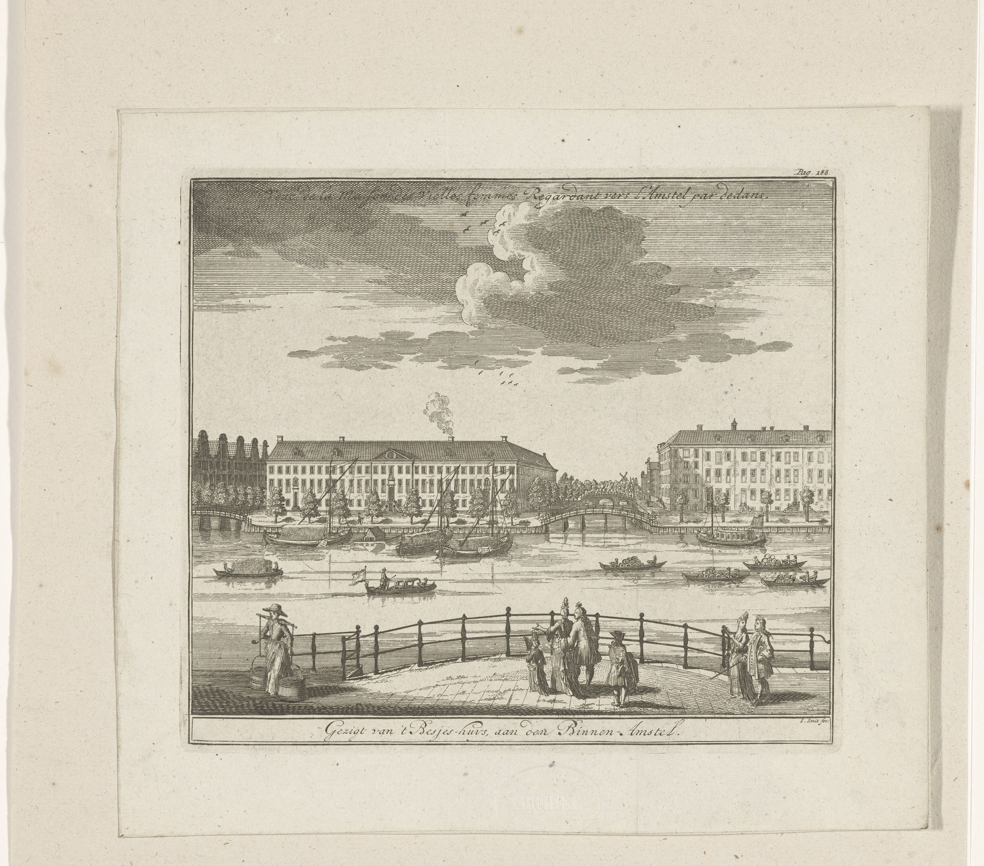 Gezicht op het Diaconie Oude Vrouwen- en Mannenhuis te Amsterdam by Jan (I) Smit