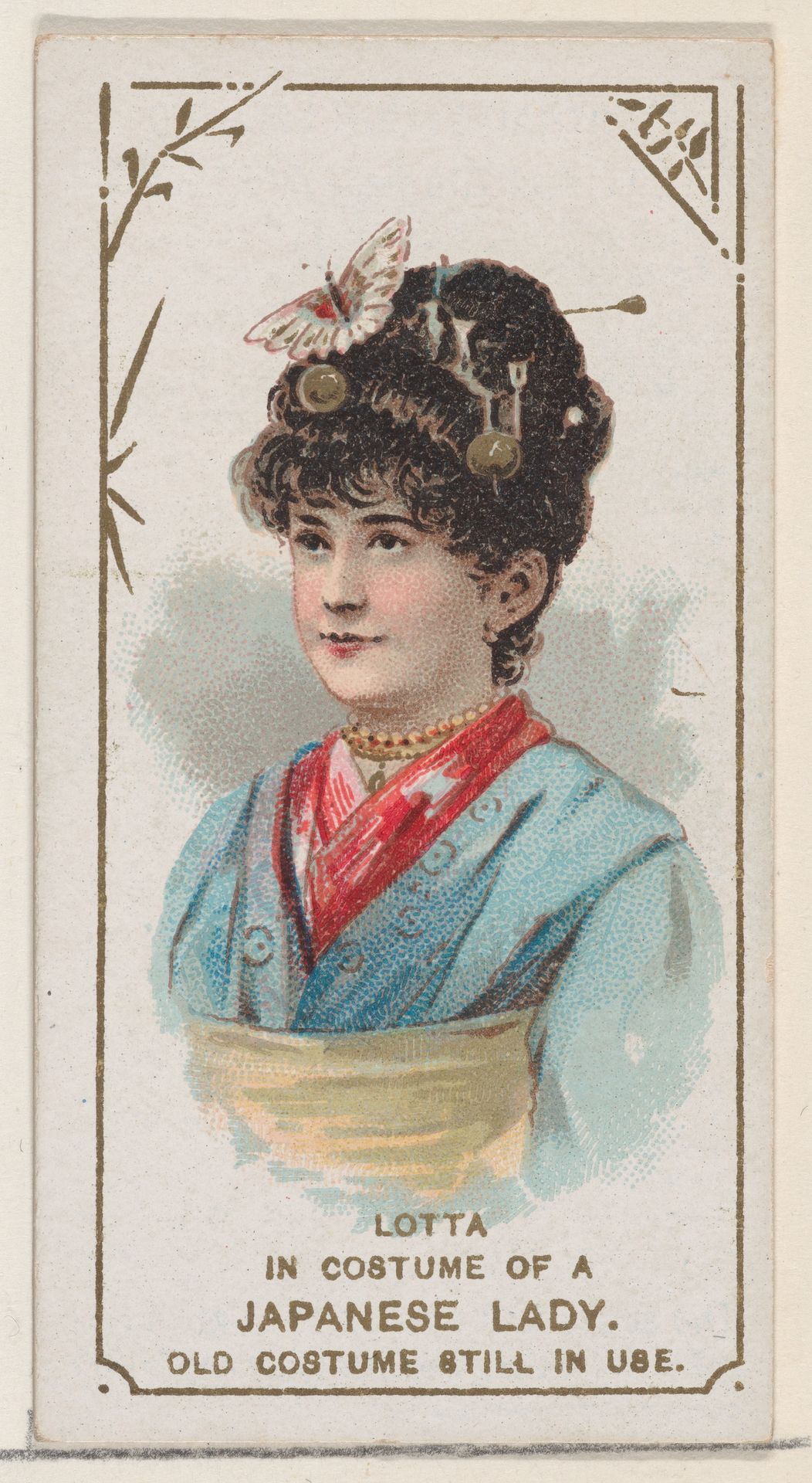 Lotta in the Costume of a Japanese Lady, from the set Actors and Actresses, First Series (N70) for Duke brand cigarettes by W. Duke, Sons & Co.