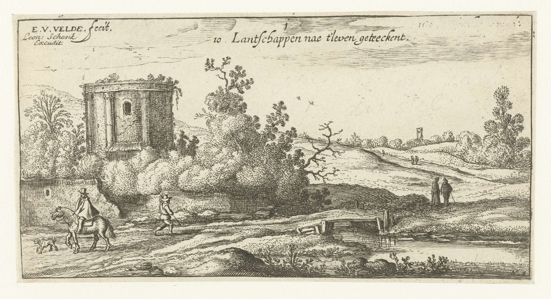 Landschap met ruïne van een romeinse tempel by Esaias van de Velde
