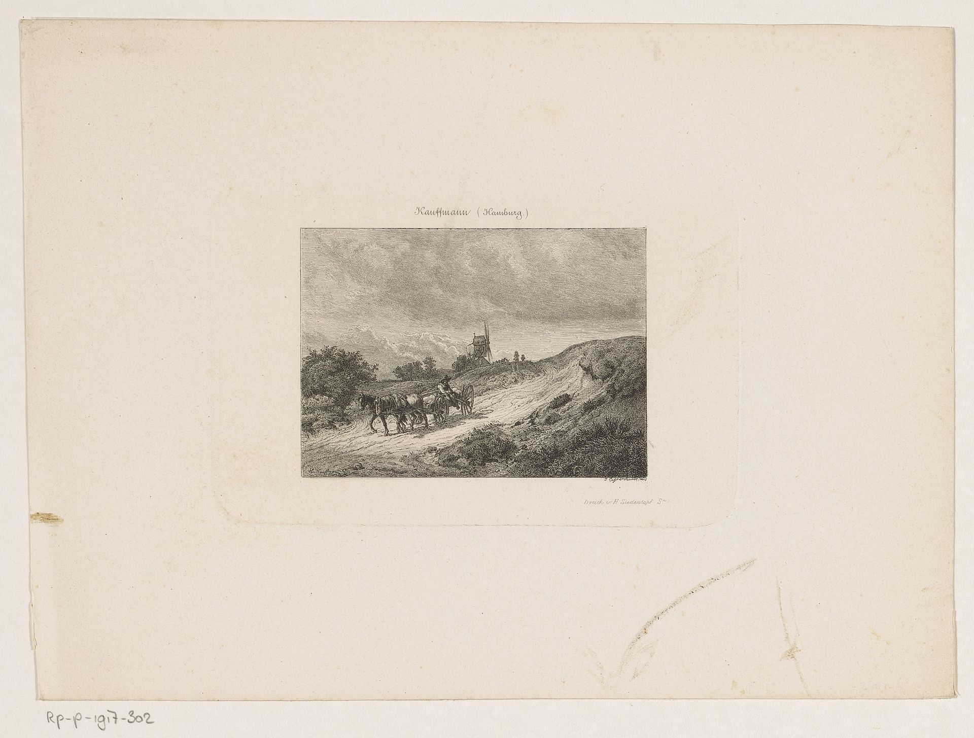 Landschap met boerenkar en molen by Johann Kaspar Eissenhardt