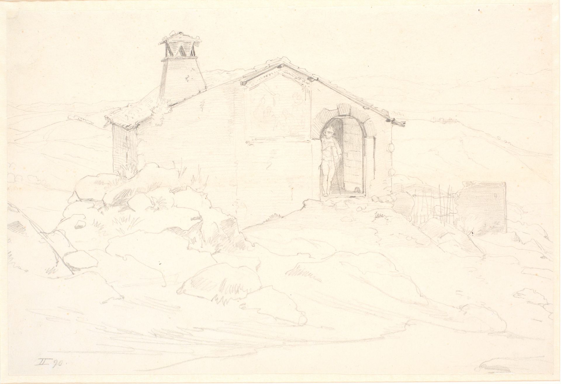 Bjerglandskab med en hytte by Wilhelm Marstrand