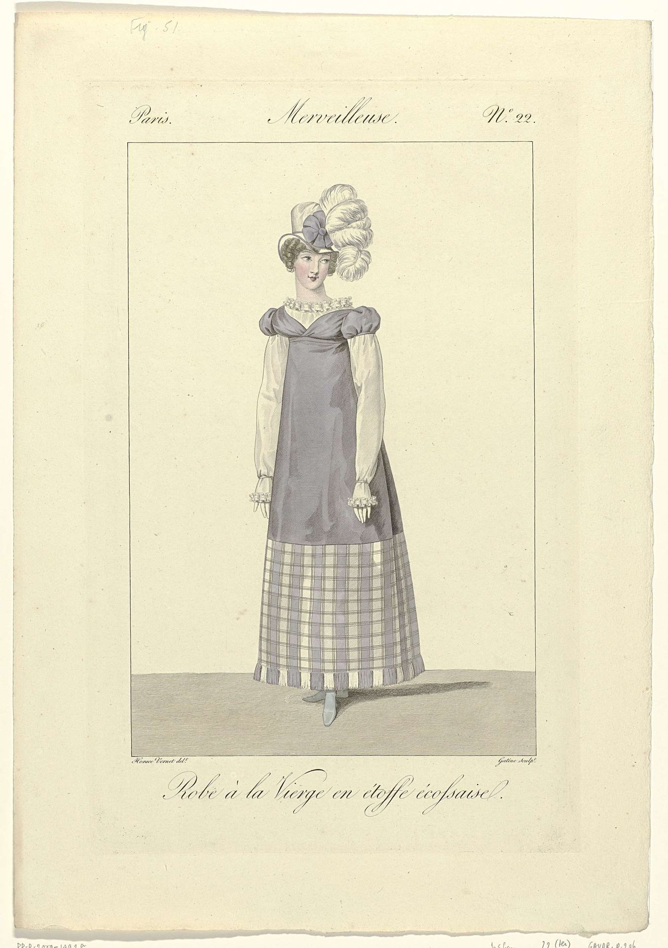 Incroyables et Merveilleuses, 1812, Merveilleuse, No. 22 (ter): Robe à la Vierg (...). by Georges Jacques Gatine