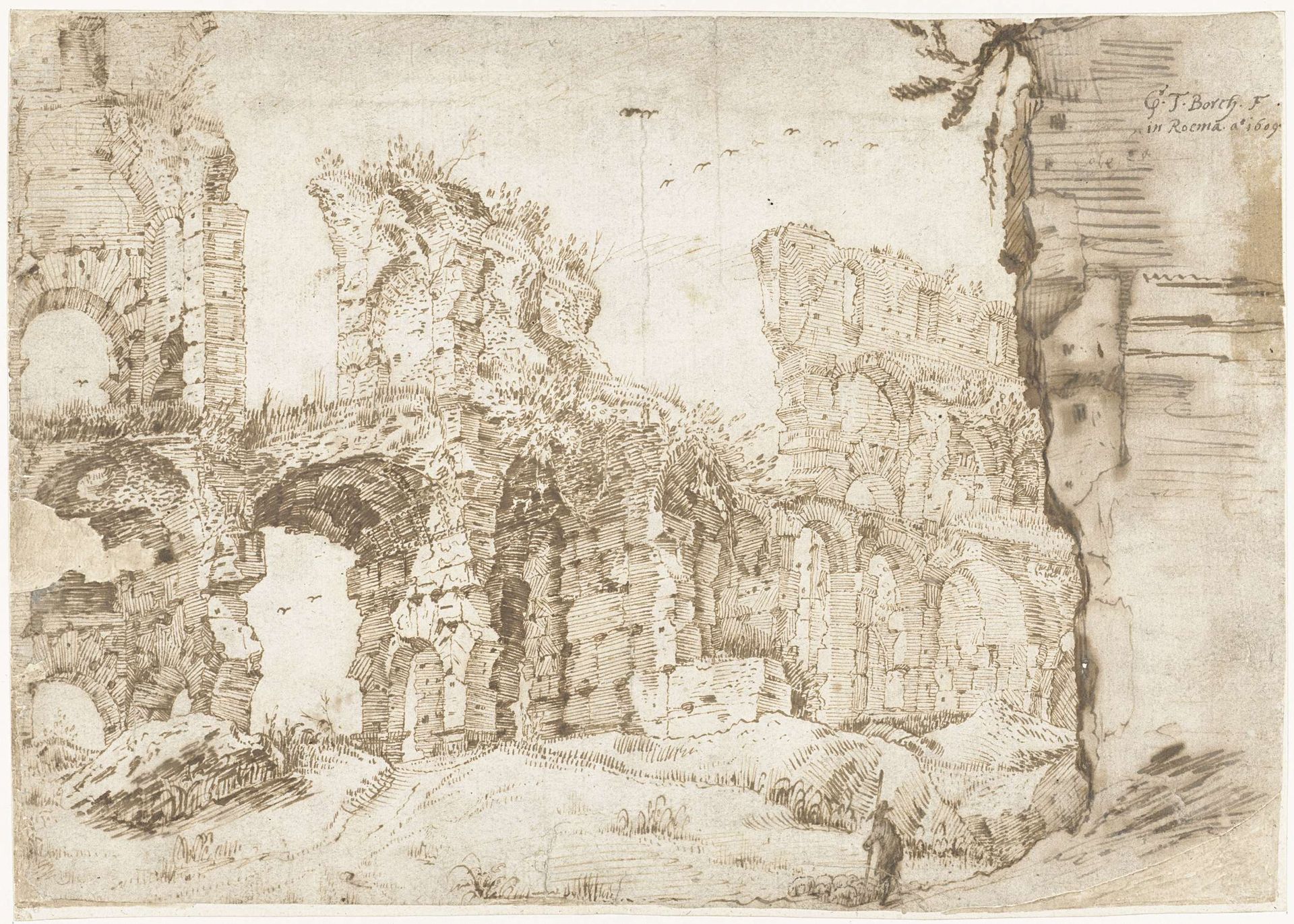 Ruins of the Colosseum, Rome, seen from within by Gerard ter (I) Borch