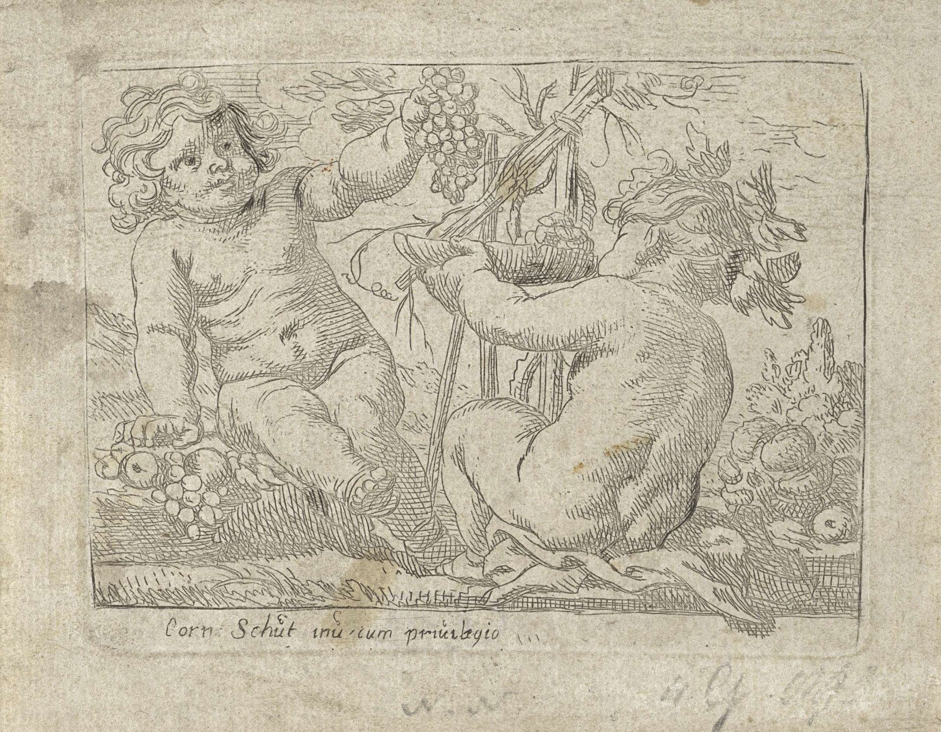 Twee kinderen met een druiventros by Cornelis Schut