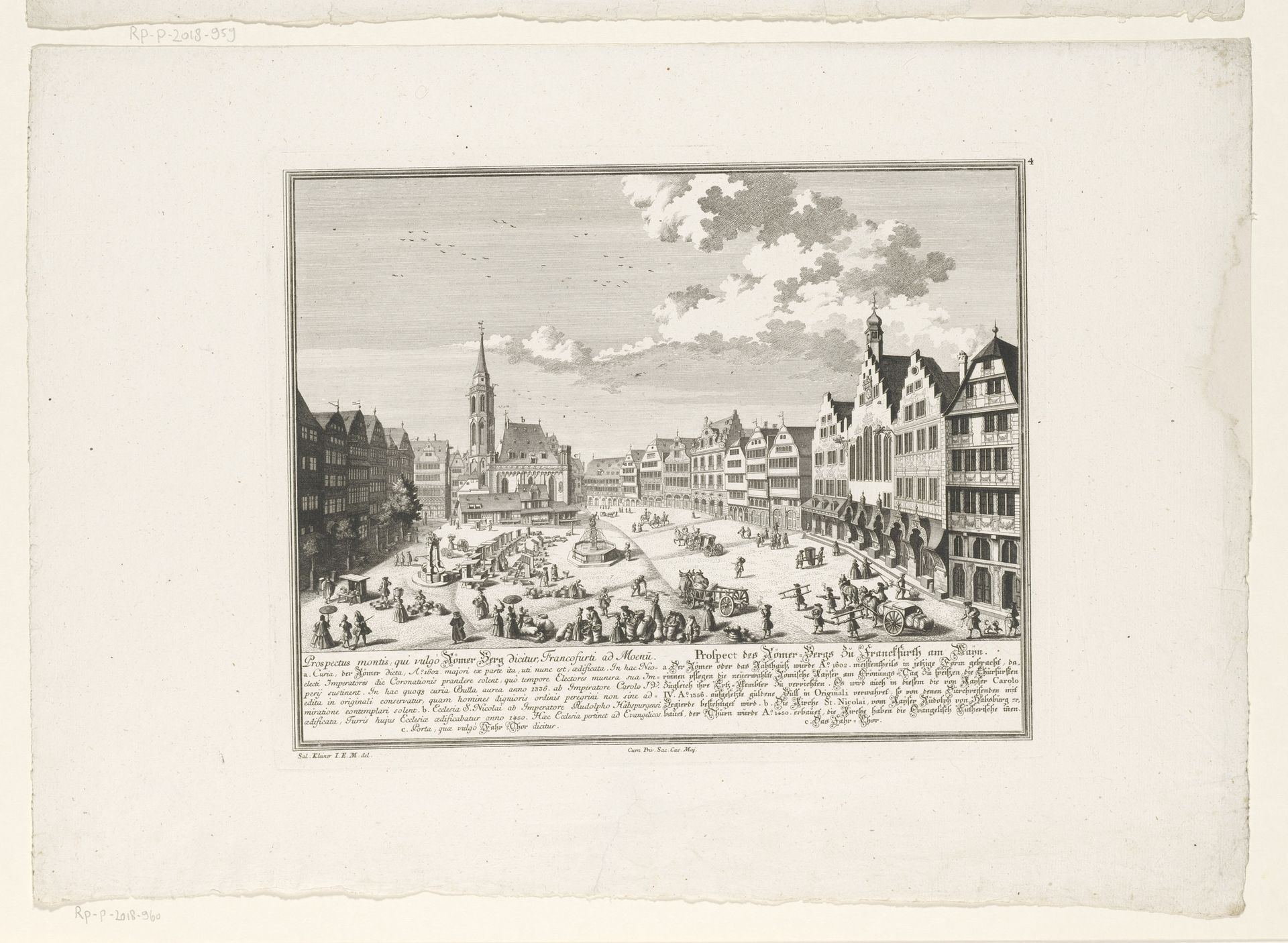 Gezicht op de Römerberg, te Frankfurt am Main by Georg Daniel Heumann