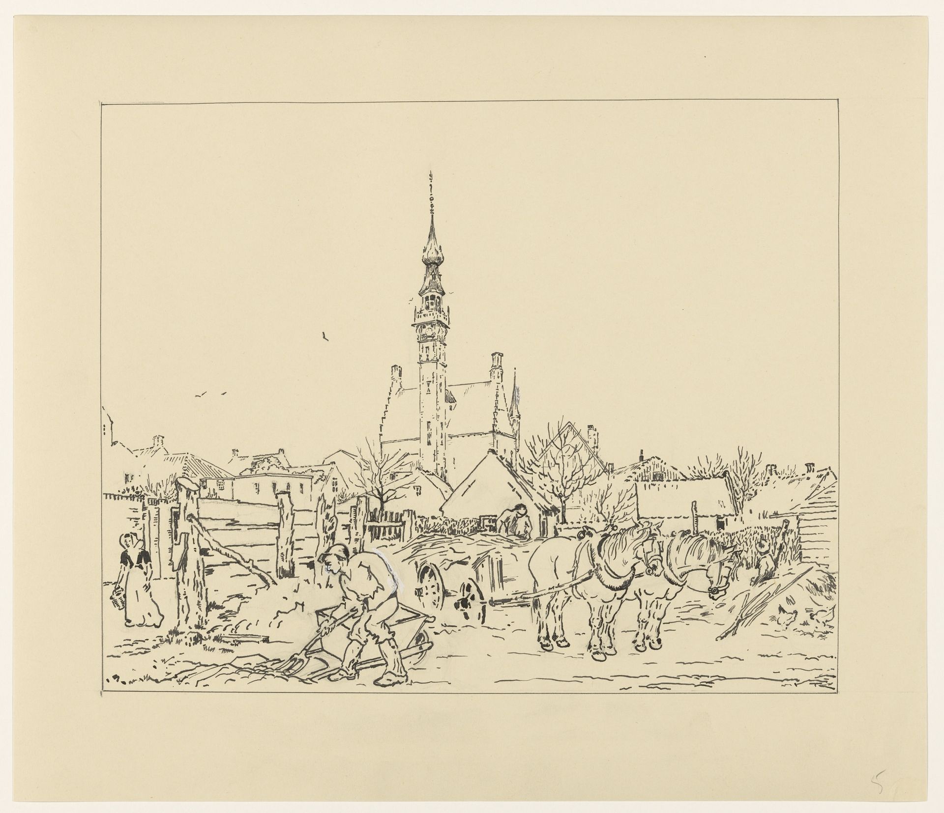 Gezicht op het stadhuis van Veere by Johannes Frederik Engelbert ten Klooster