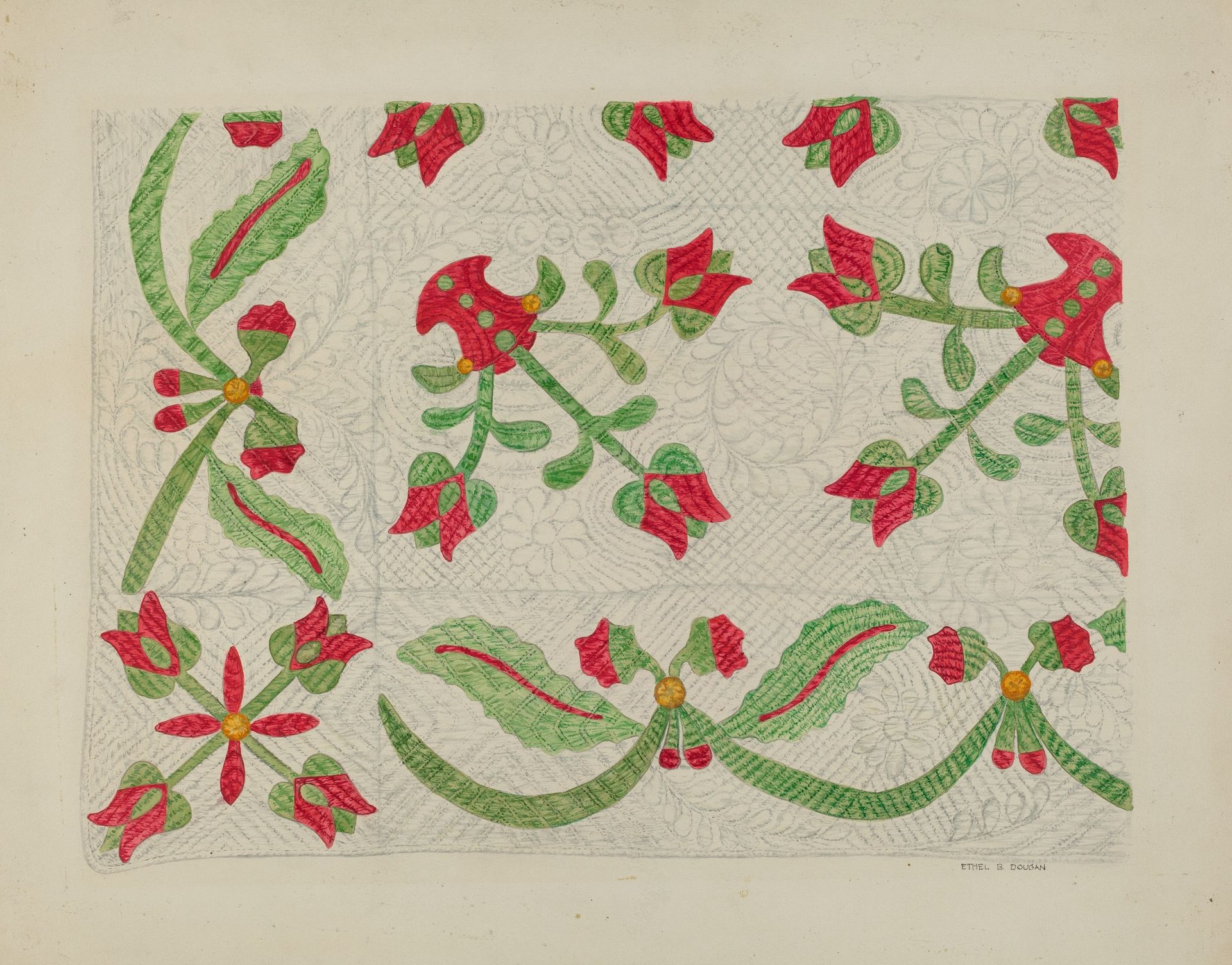 Quilt - Tulip Design by Ethel Dougan