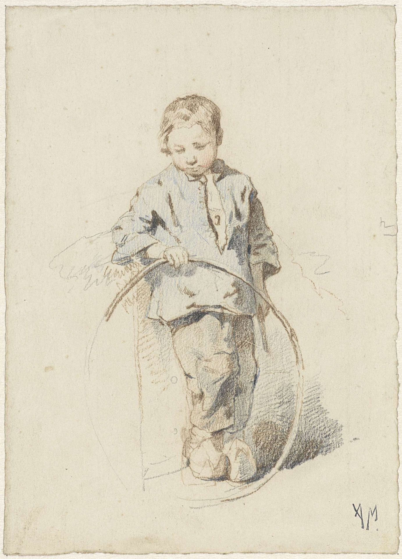 Staande jongen met een hoepel by Anton Mauve
