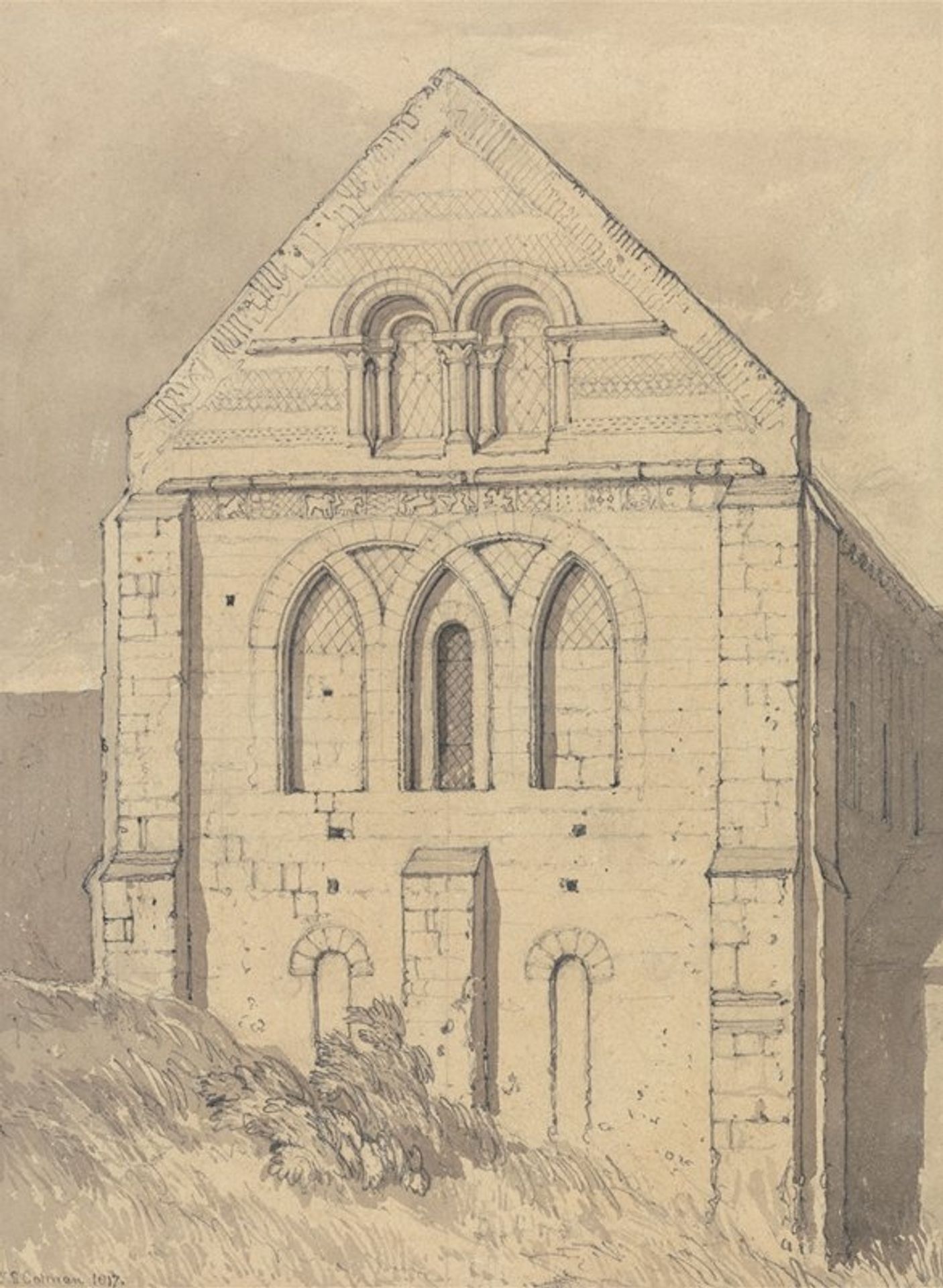 Church of Graville near Havre de Grace, Normandy; End of the North Transept by John Sell Cotman