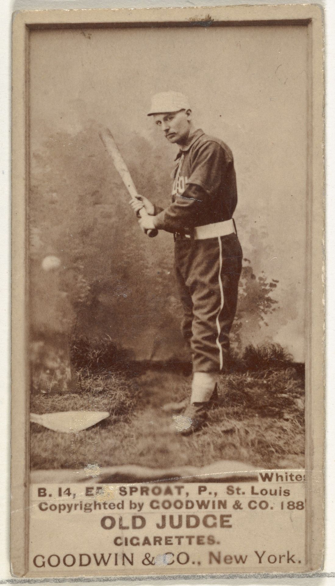 Sproat, Pitcher, St. Louis Whites, from the Old Judge series (N172) for Old Judge Cigarettes by Goodwin & Company