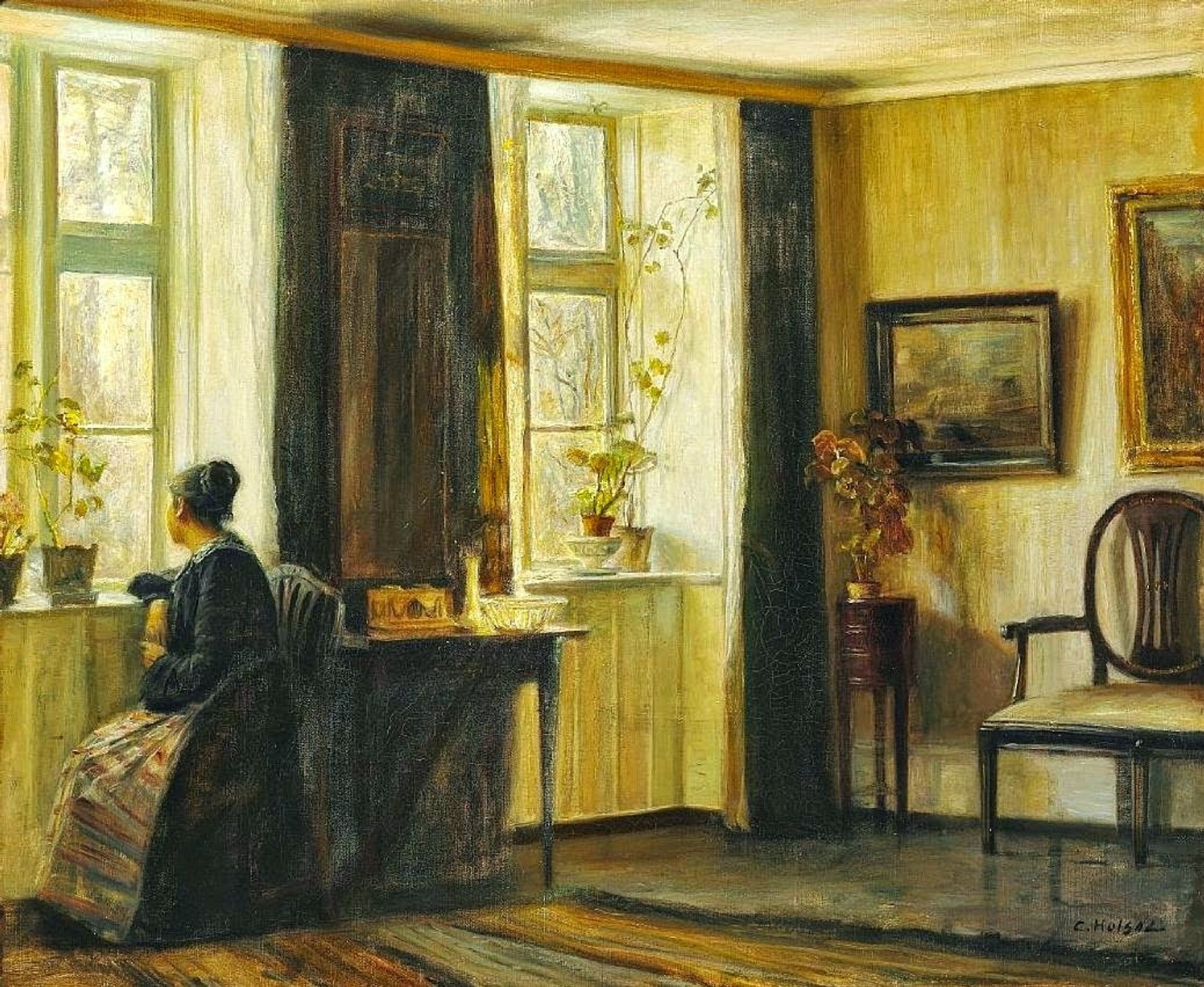 Interior with the Artist's Wife at the Window by Carl Holsøe