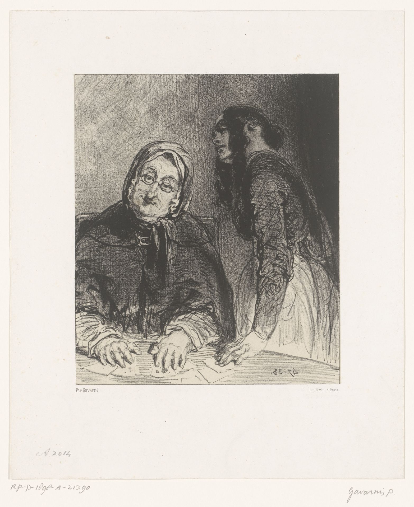 Waarzegster met kaarten by Paul Gavarni