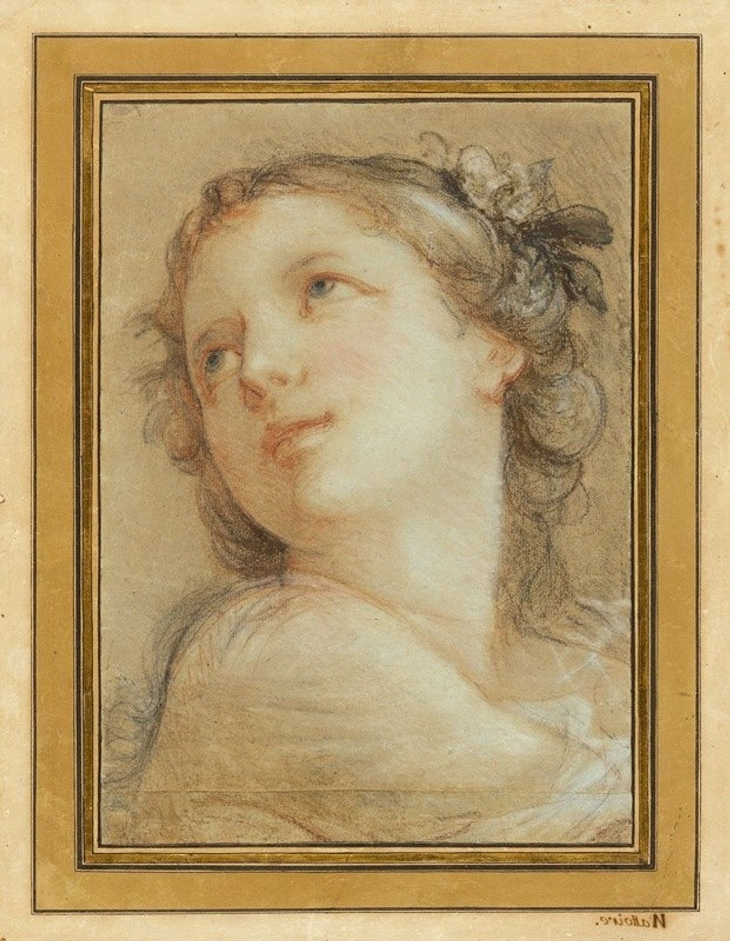 Head of a bacchante by Charles-Joseph Natoire
