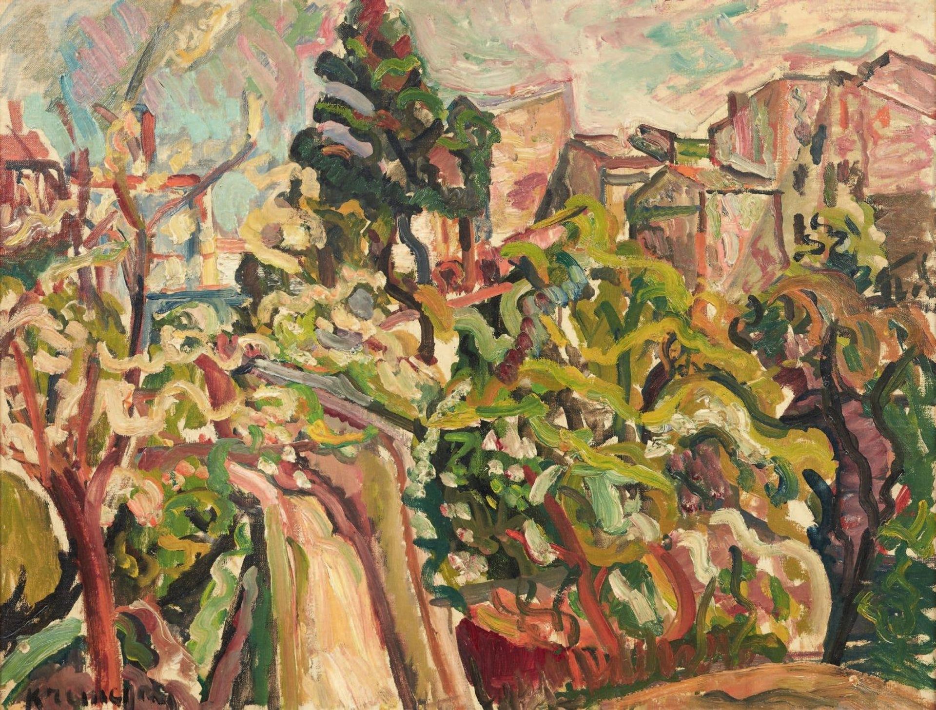 Paysage Du Sud Huile Sur Toile by Pinchus Kremegne