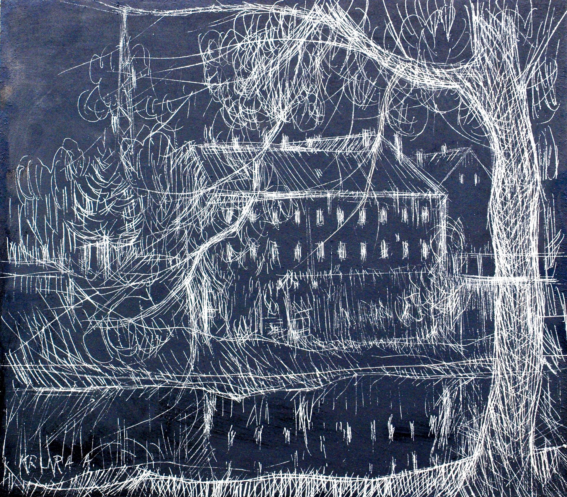 Grated ink in situ: The old merchant house at Kupa river in Karlovac by Alfred Freddy Krupa
