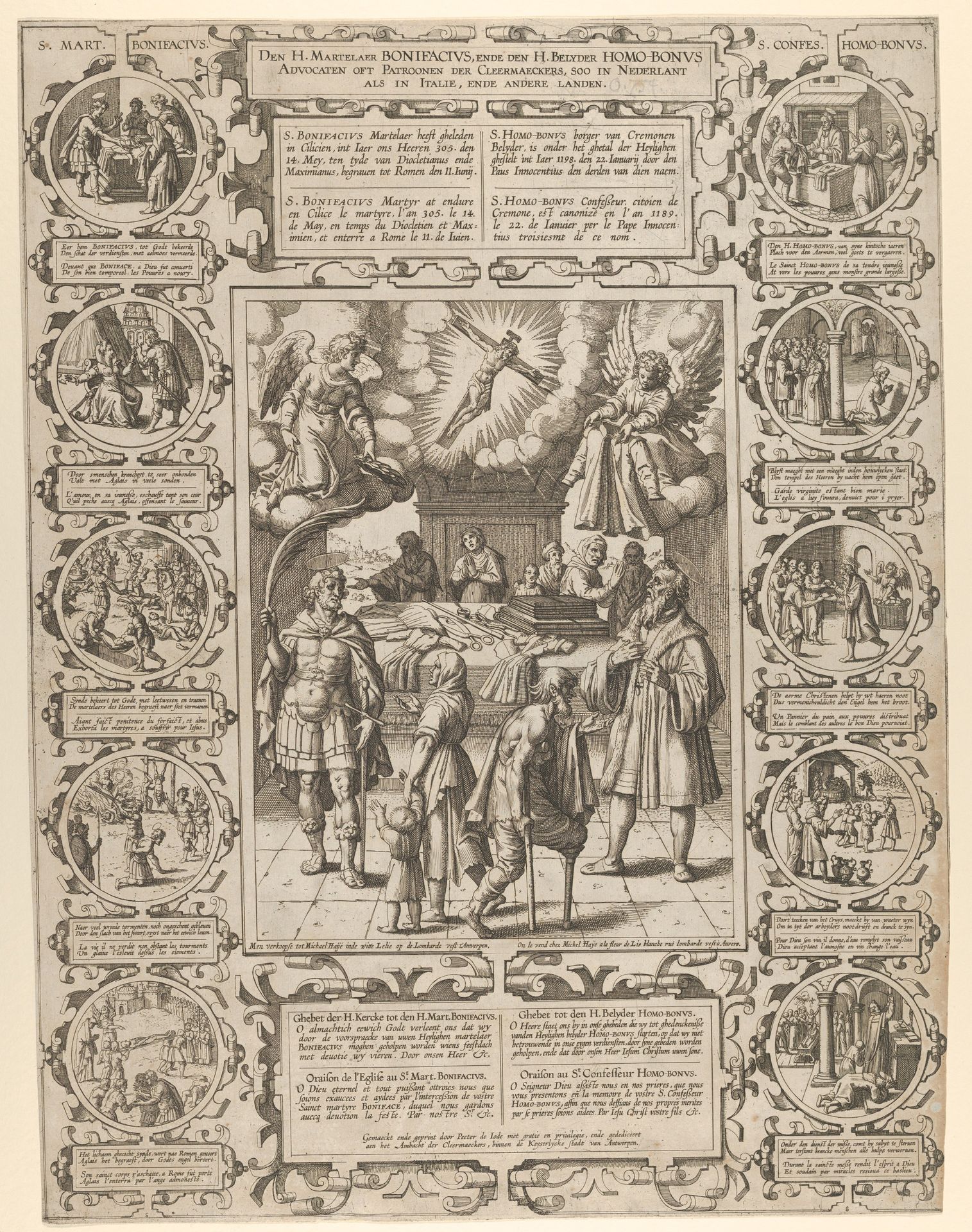 St. Bonifacius and St. Homobonus, Patron Saints of Tailors by Pieter de Jode II