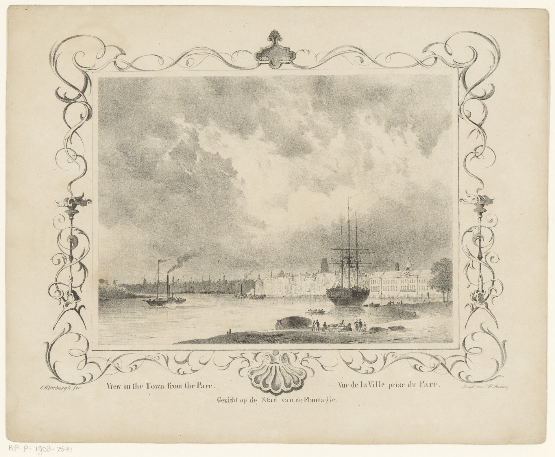 Gezicht op Rotterdam by Cornelis Gerrit Verburgh