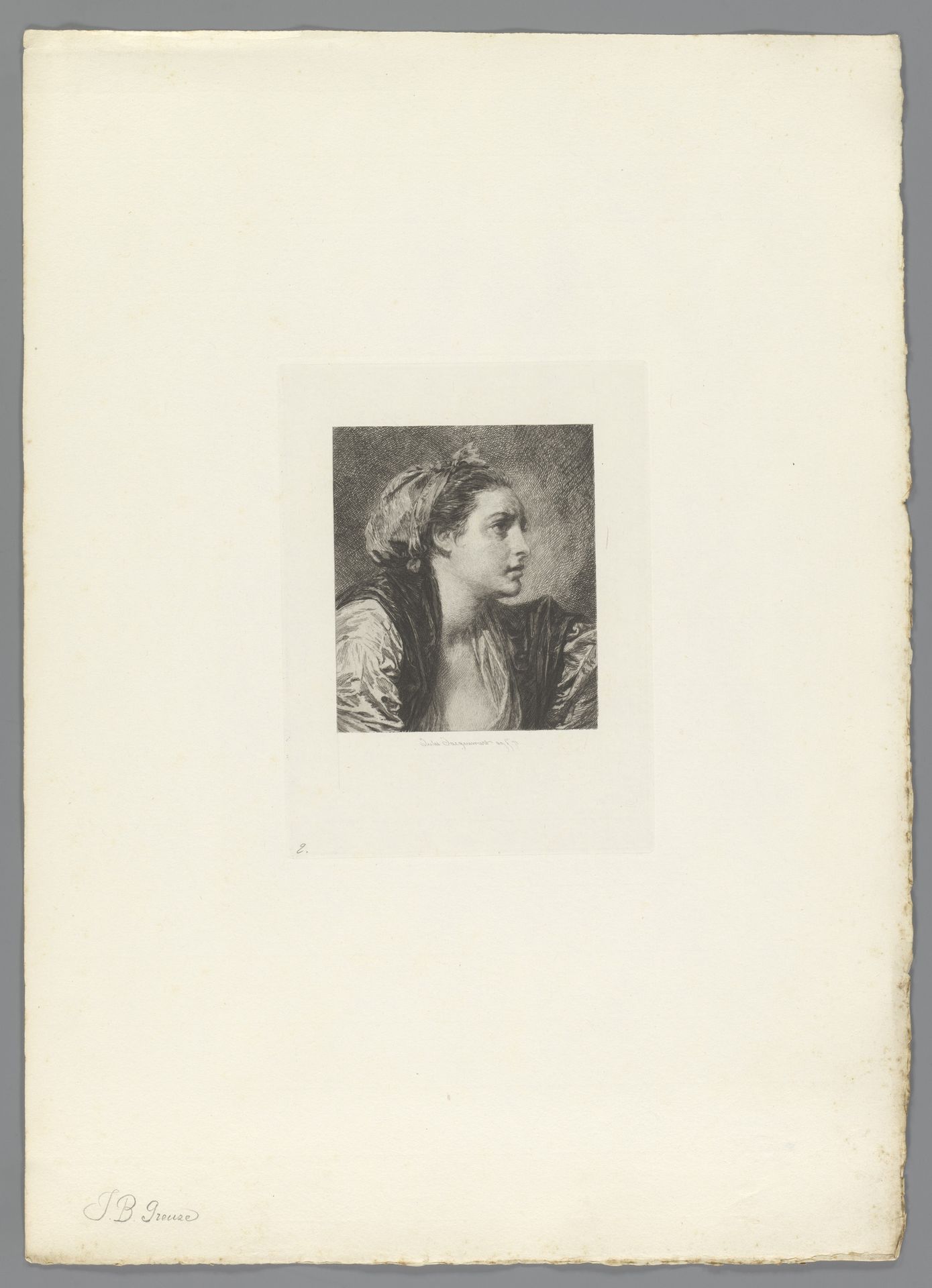 Hoofd van een vrouw, naar rechts kijkend by Jules Ferdinand Jacquemart