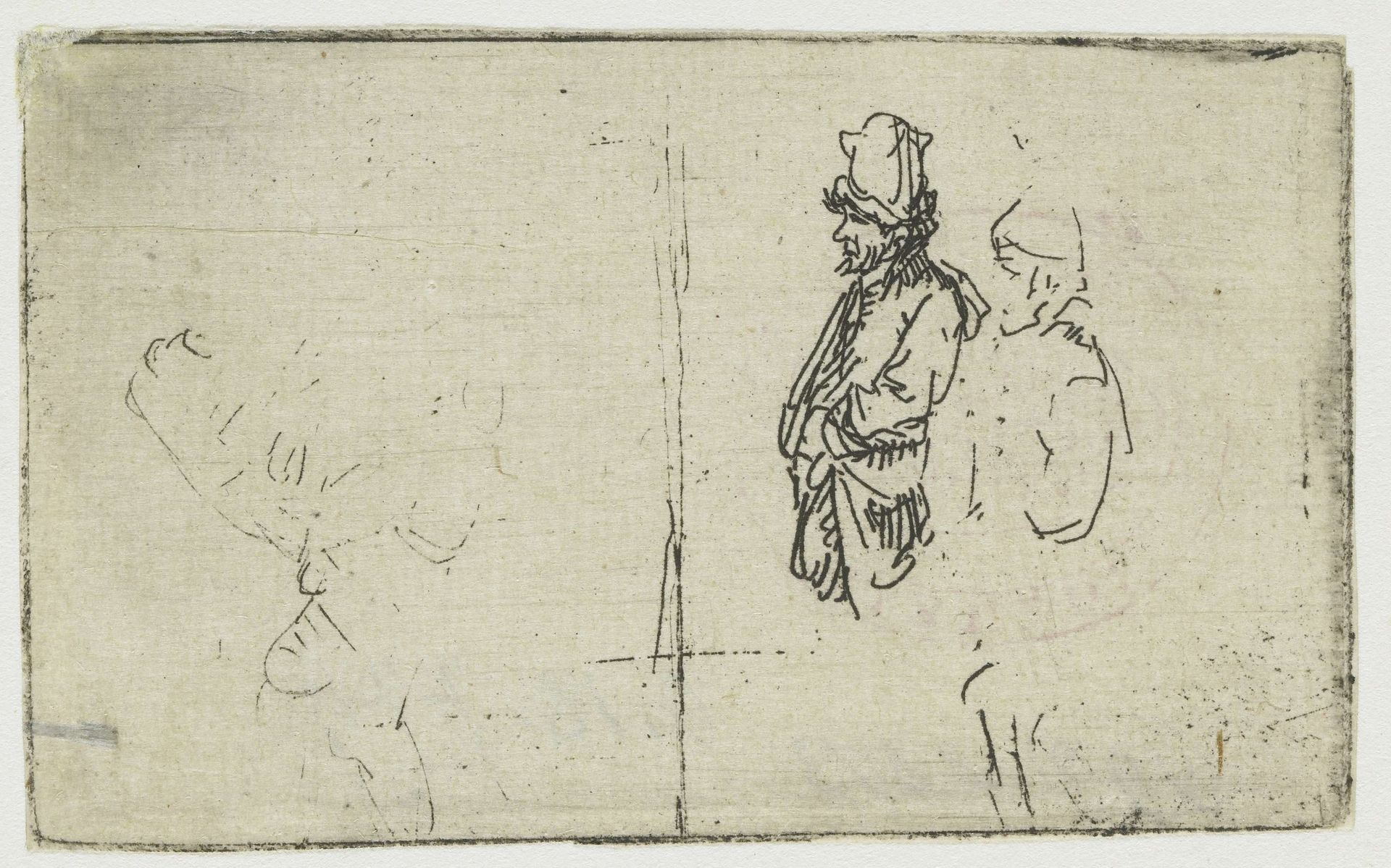 Sheet of Slight Studies, One of Two Peasants by Rembrandt van Rijn