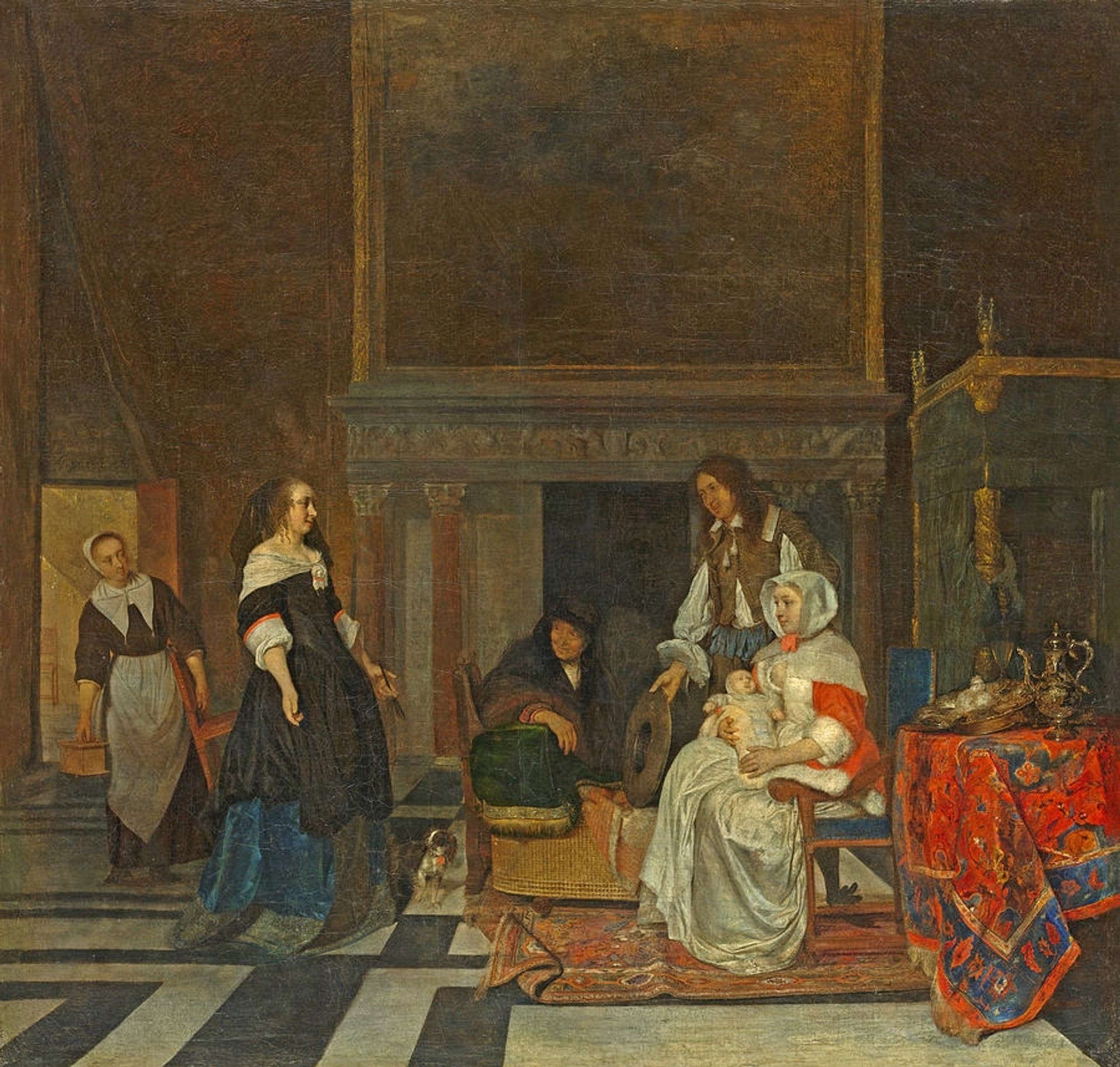 Visit to the Nursery, after the Birth of Sara Hinlopen by Gabriel Metsu