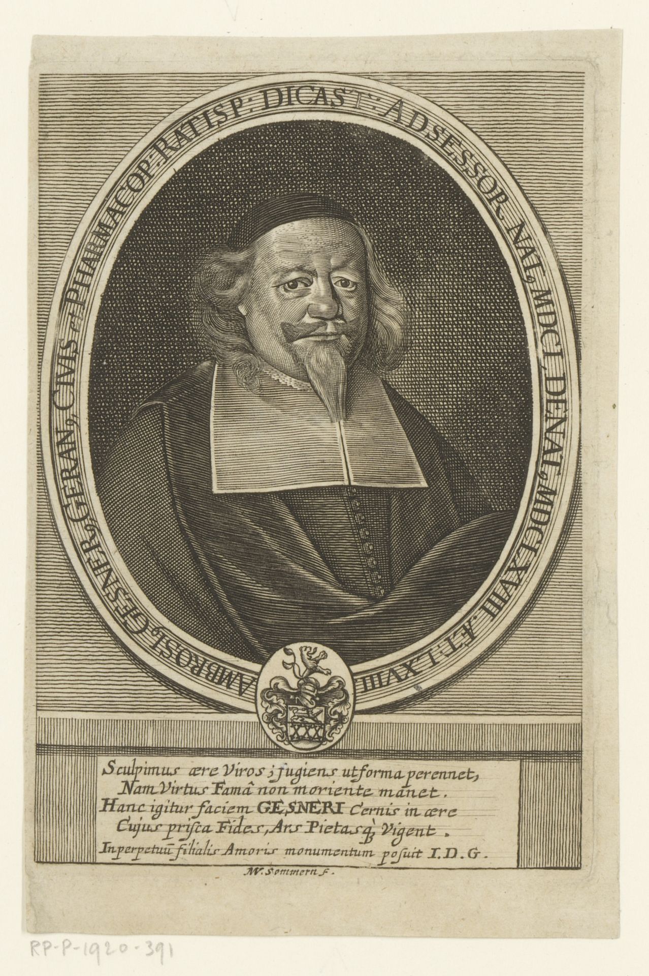 Portret van Ambrosius Gesner by Matthias van Sommer