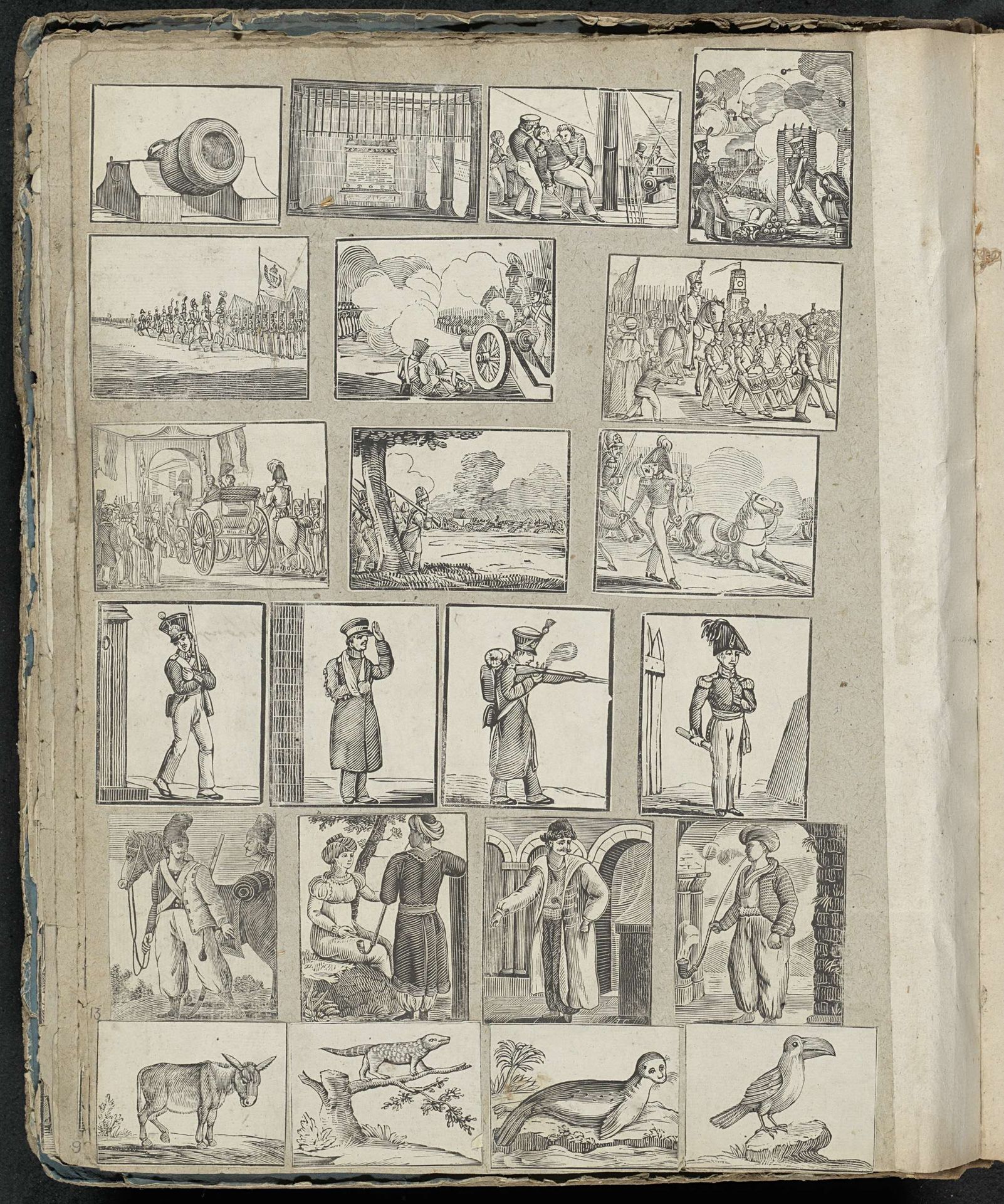 Albumblad met diverse voorstellingen by Alexander Cranendoncq