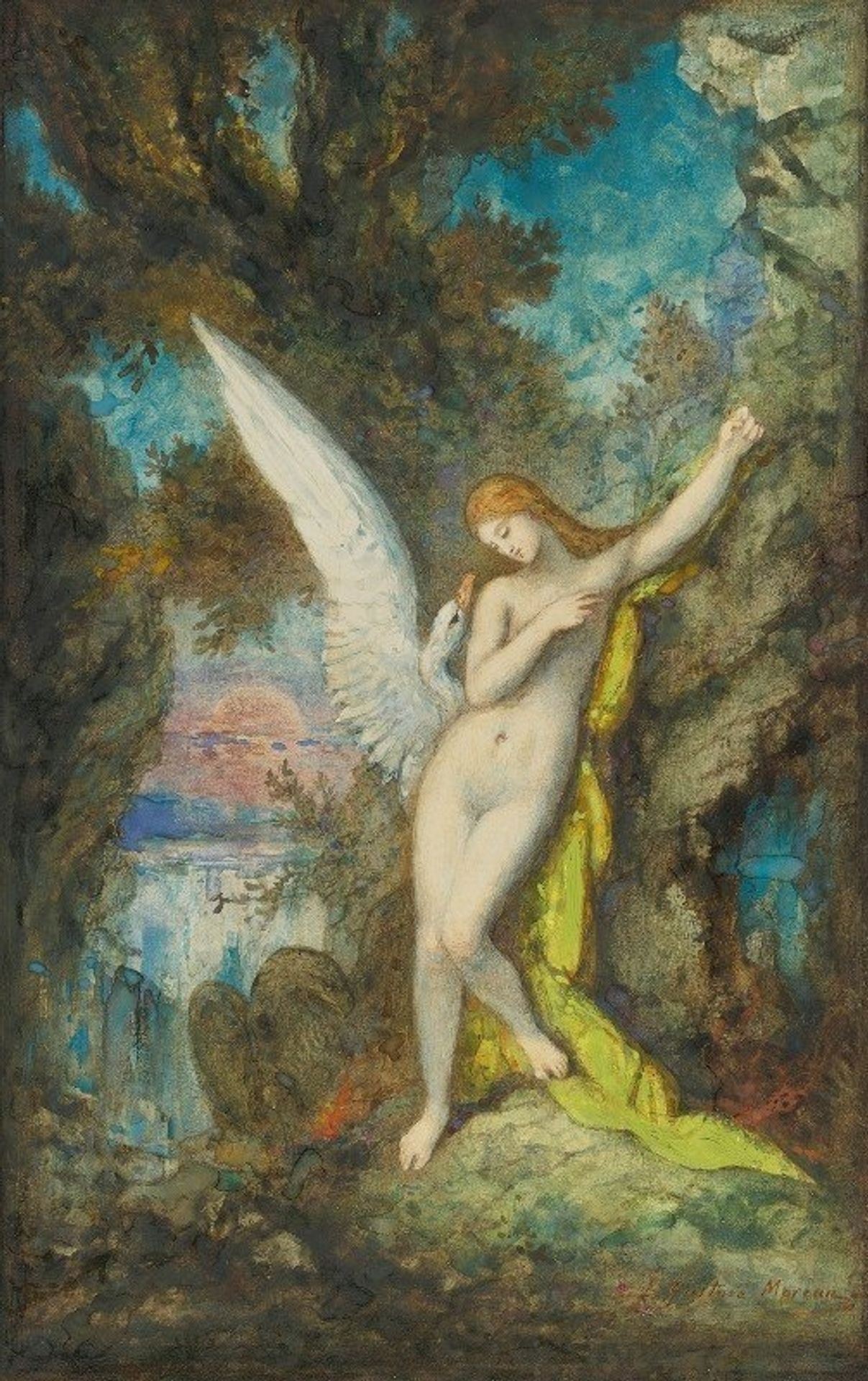 Leda Et Le Cygne by Gustave Moreau