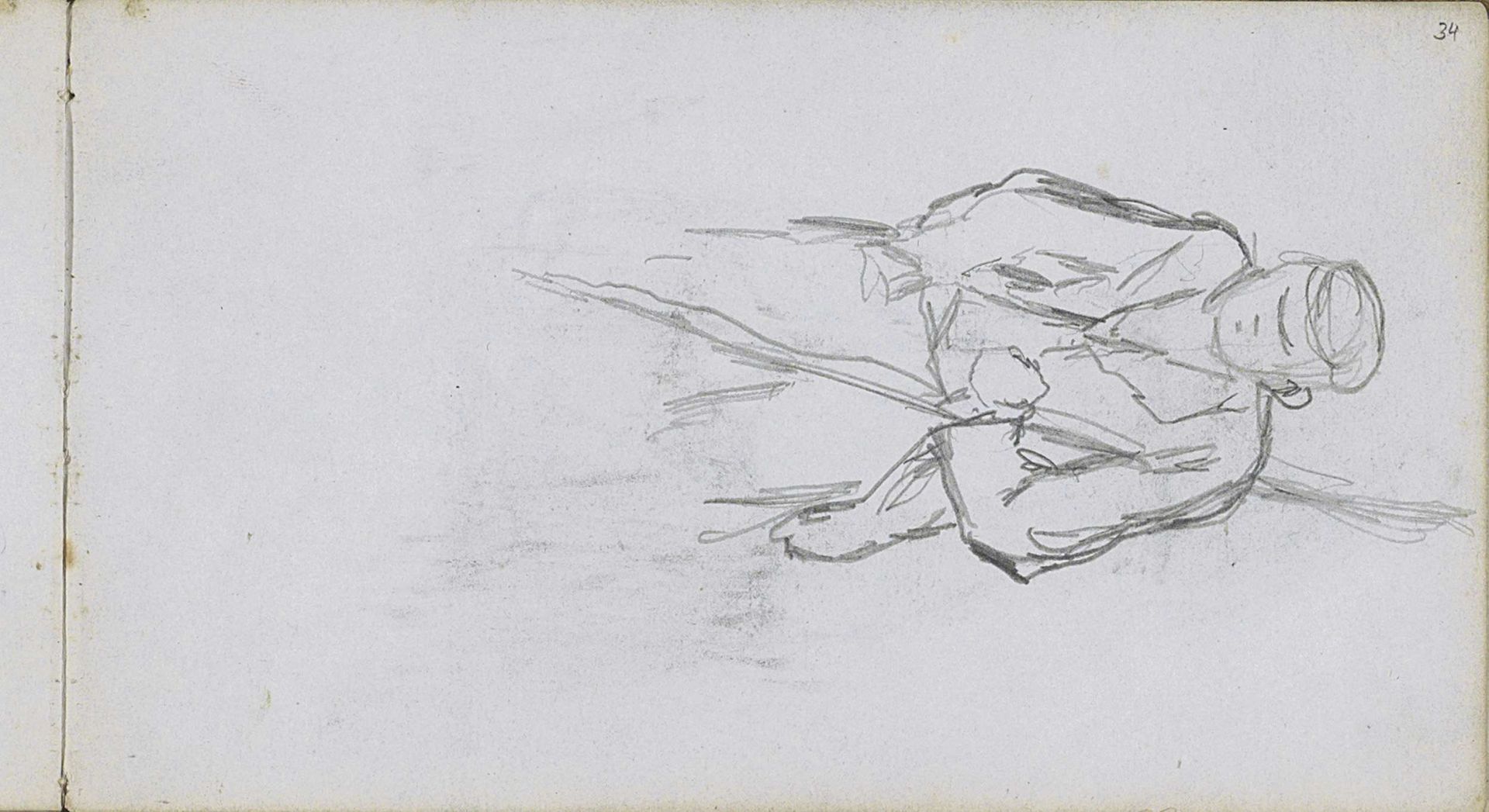 Man met een pet en stok by Johan Hendrik Weissenbruch
