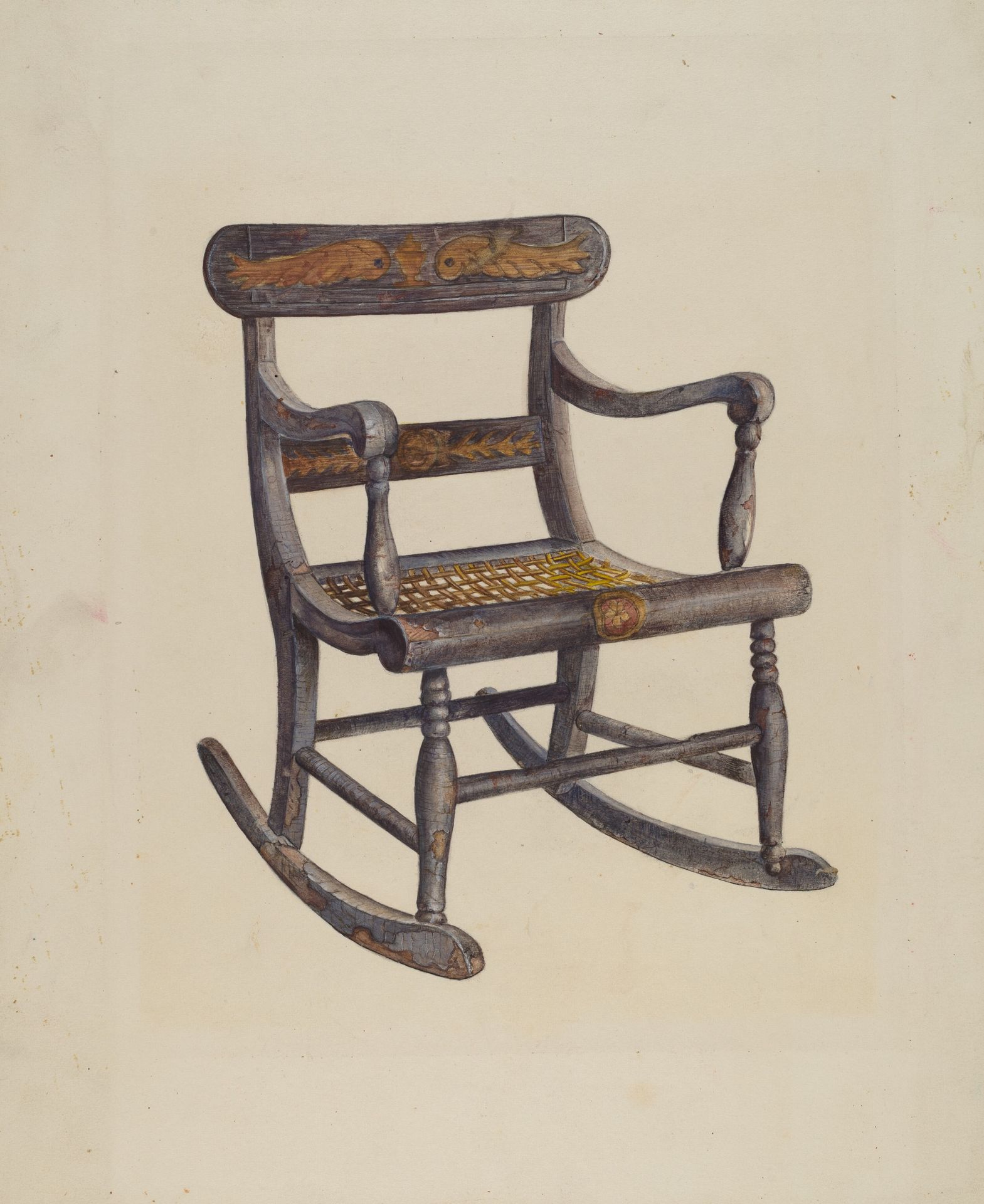 Decorated Child's Rocking Chair by James Fisher