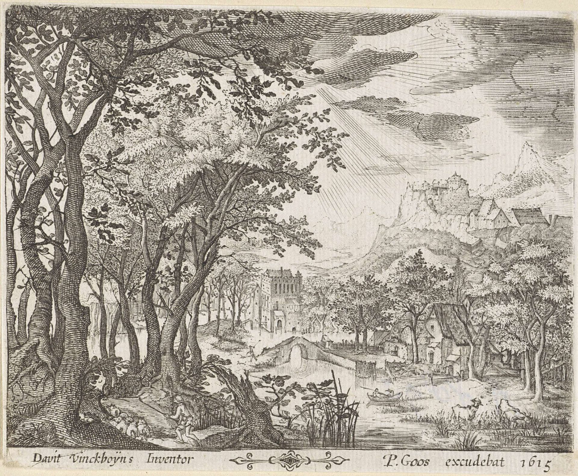 Bergachtig rivierlandschap by Anonymous