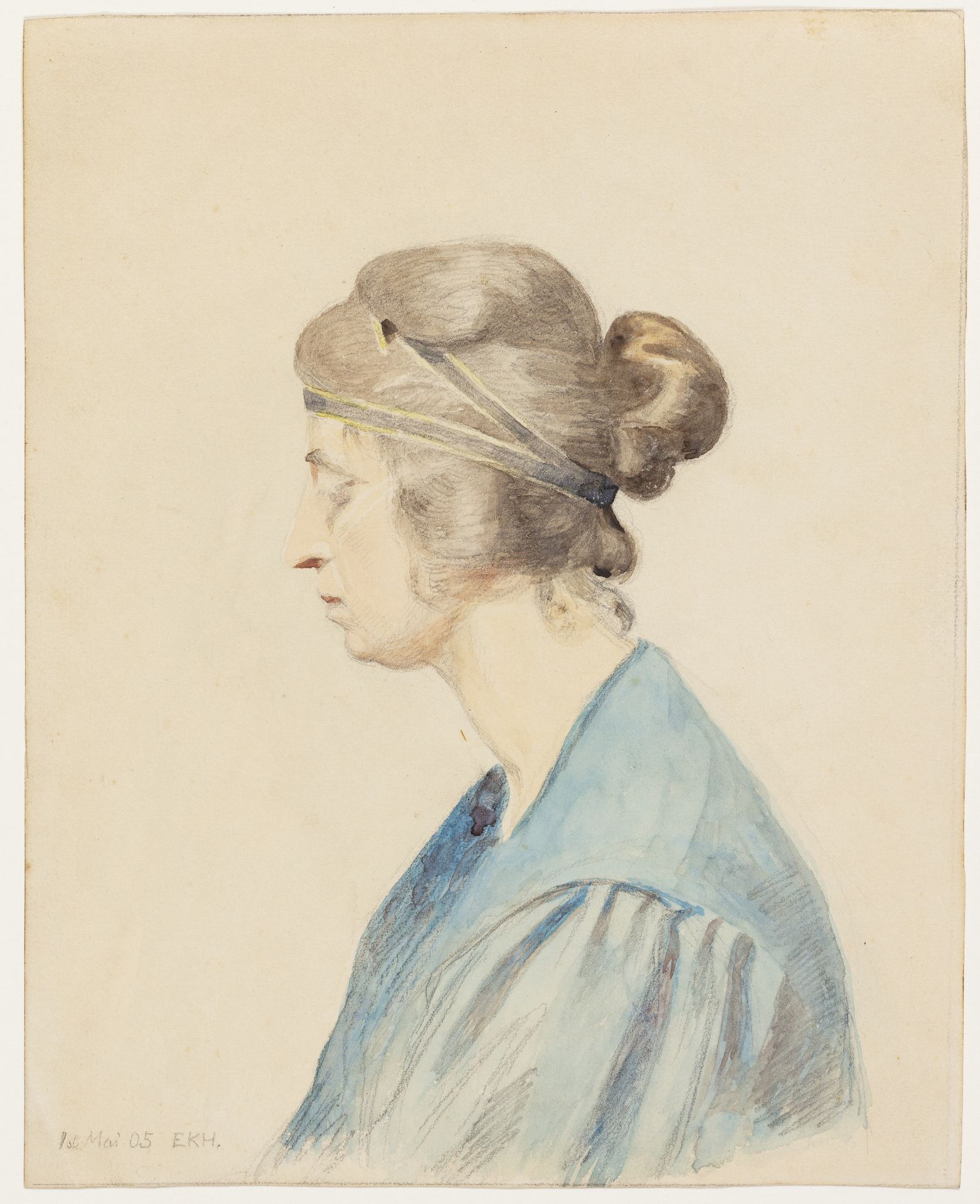 Portræt af Olivia Holm-Møller (brystbillede i profil) by Elise Konstantin-Hansen