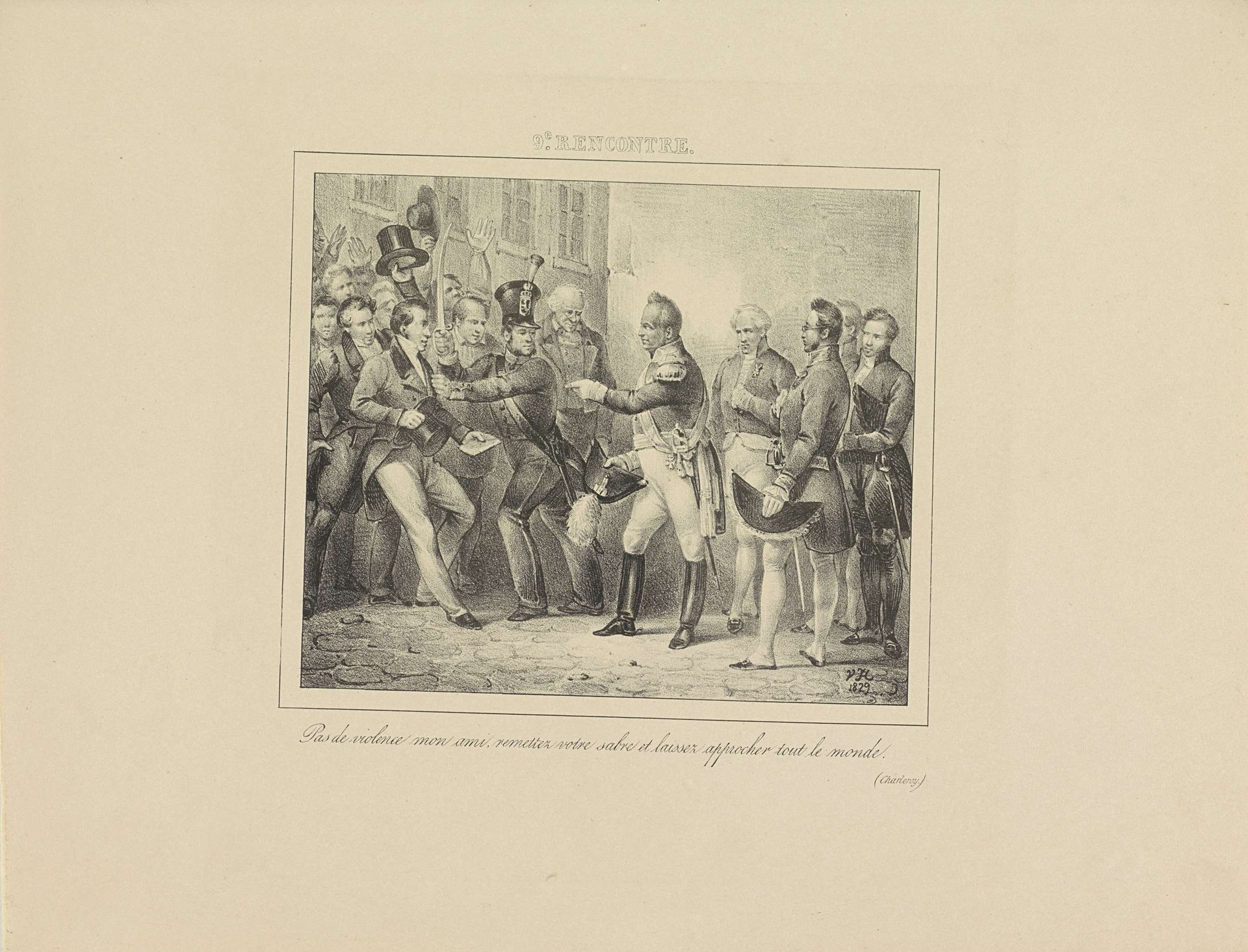 Koning Willem I laat een man met verzoekschrift hem benaderen, 1829 by Jean-Louis Van Hemelryck