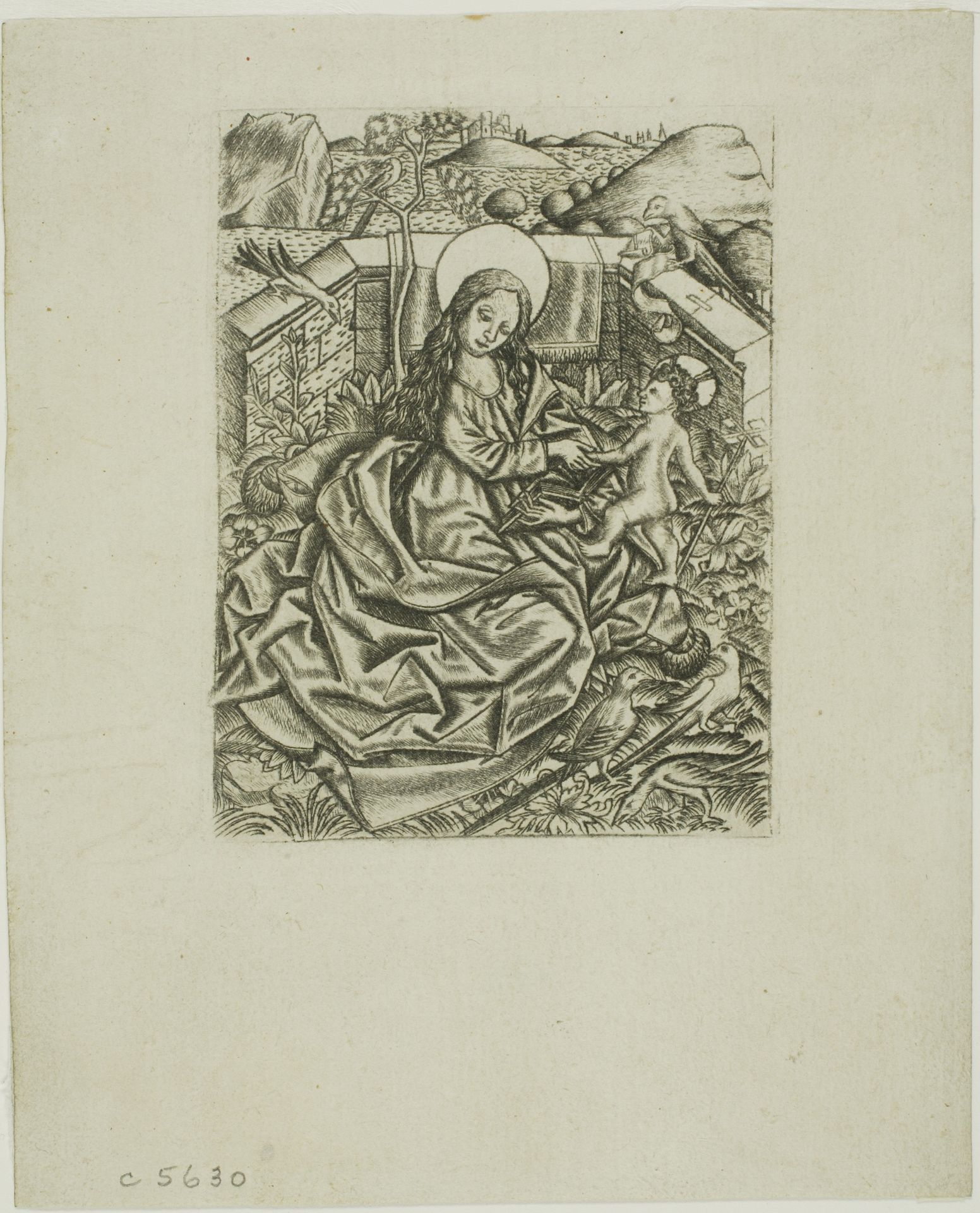 The Virgin and Child in the Garden by Israhel van Meckenem